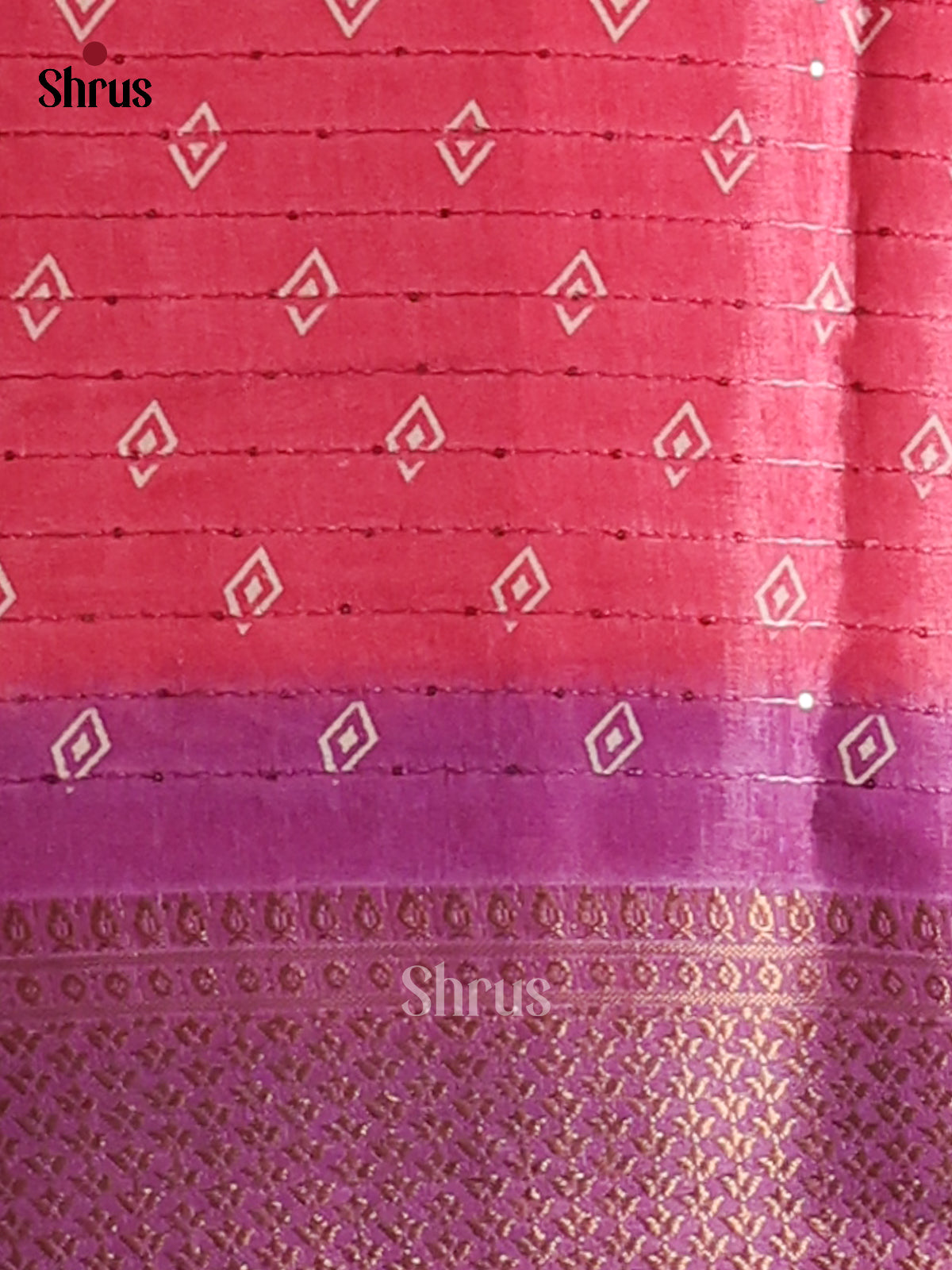 Pink & Purple - Semi Crepe Saree - Shop on Shrus.com