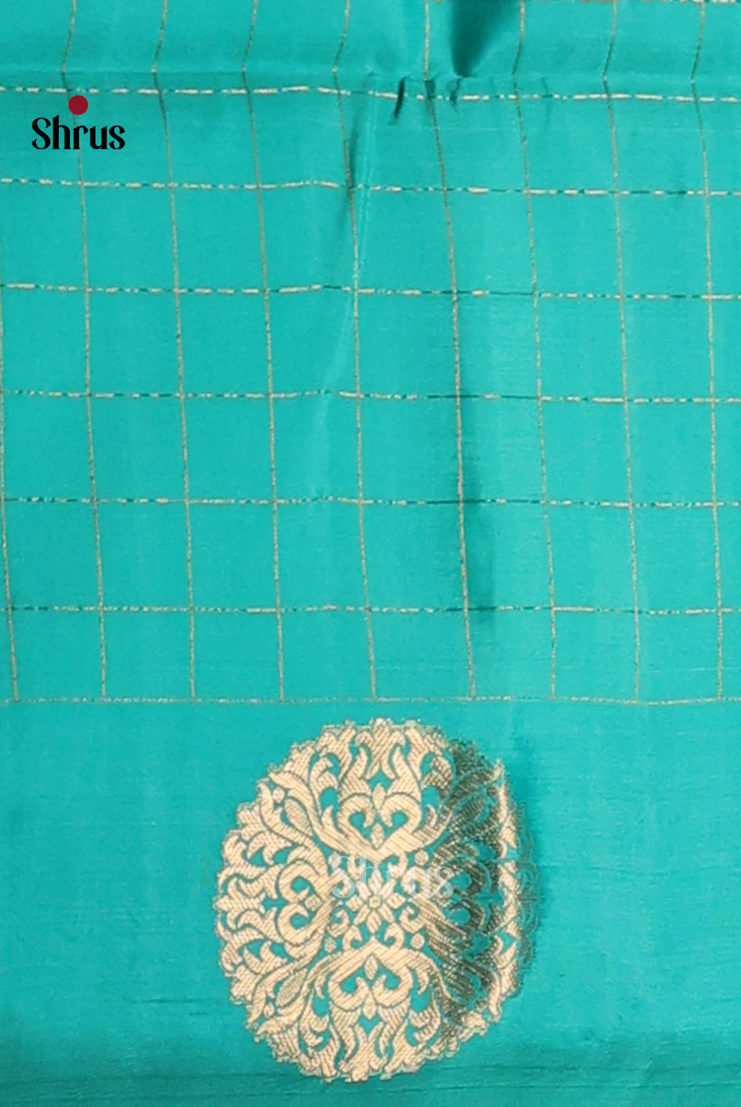 Beautiful Violet Soft Silk Saree with zari checks ,contrast Teal brocade pallu - Shop on Shrus.com