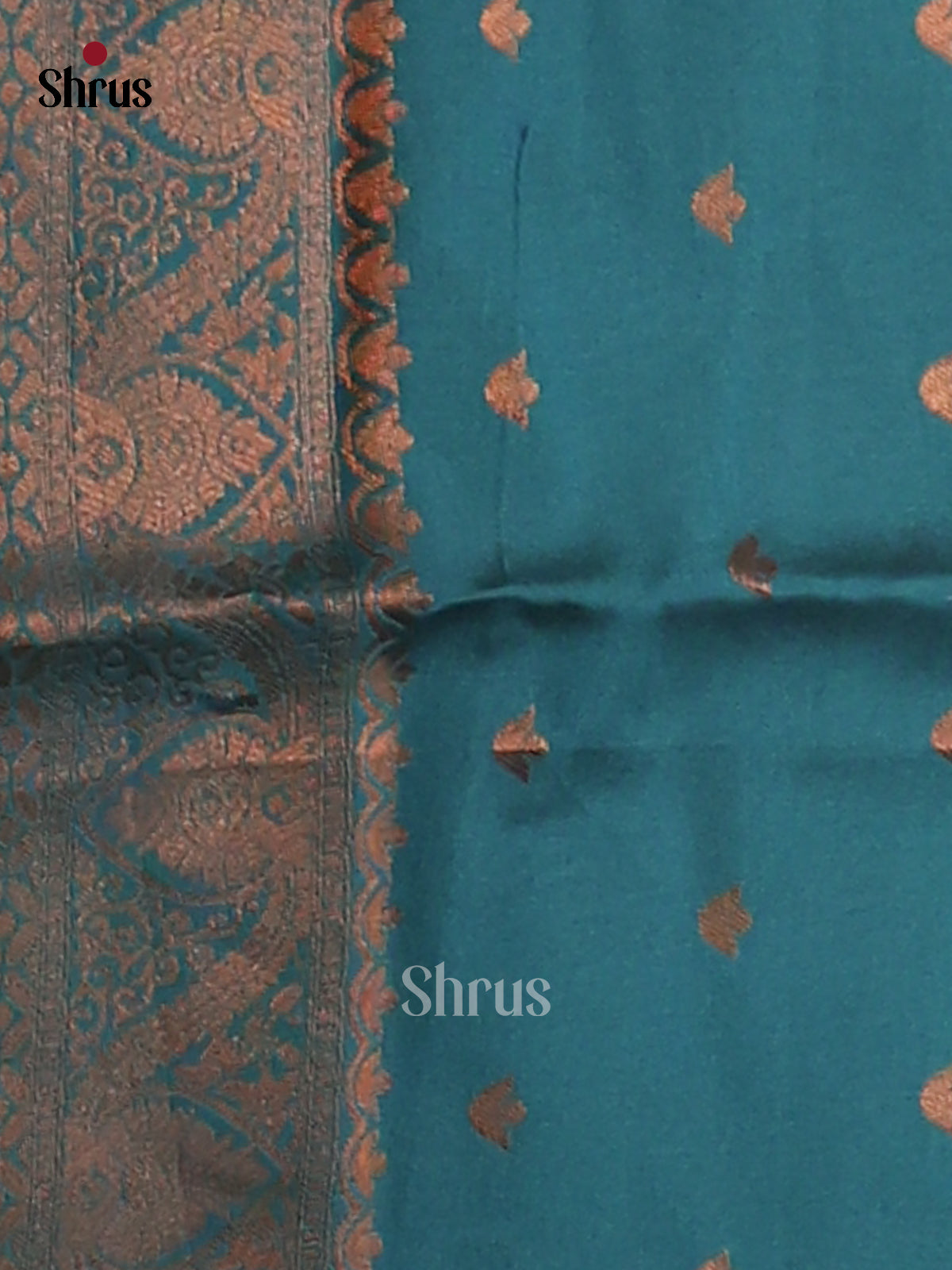 Mustardy green & Blue - Semi Softsilk Saree - Shop on Shrus.com