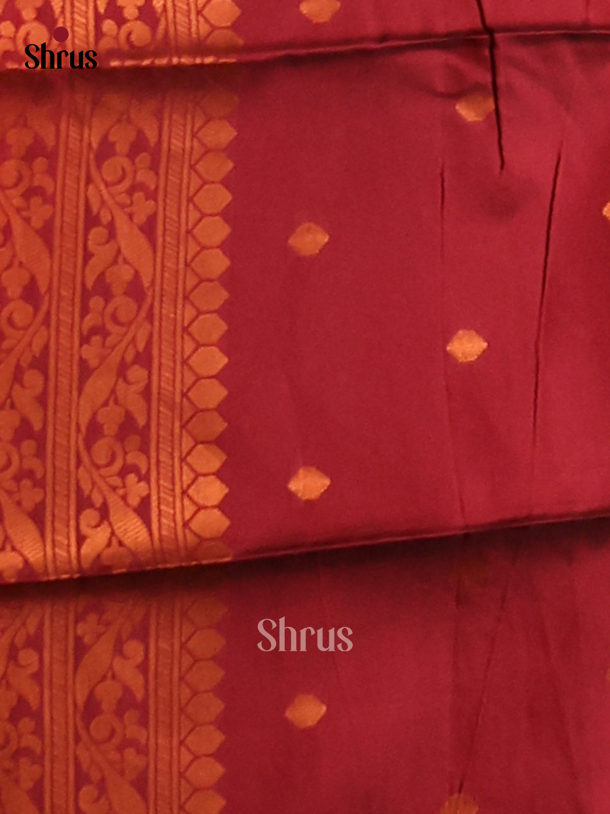 Dull Gold & Maroon - Semi Softsilk Saree - Shop on Shrus.com