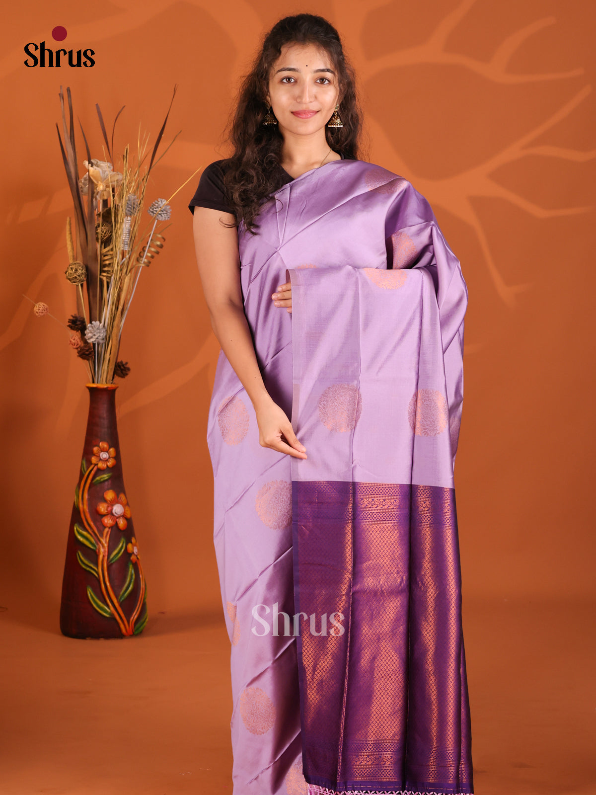 Lavender & Violet - Semi Softsilk Saree - Shop on Shrus.com