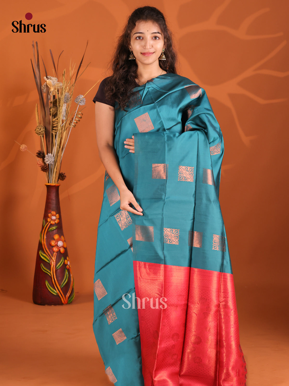 Blue - Semi Softsilk Saree - Shop on Shrus.com