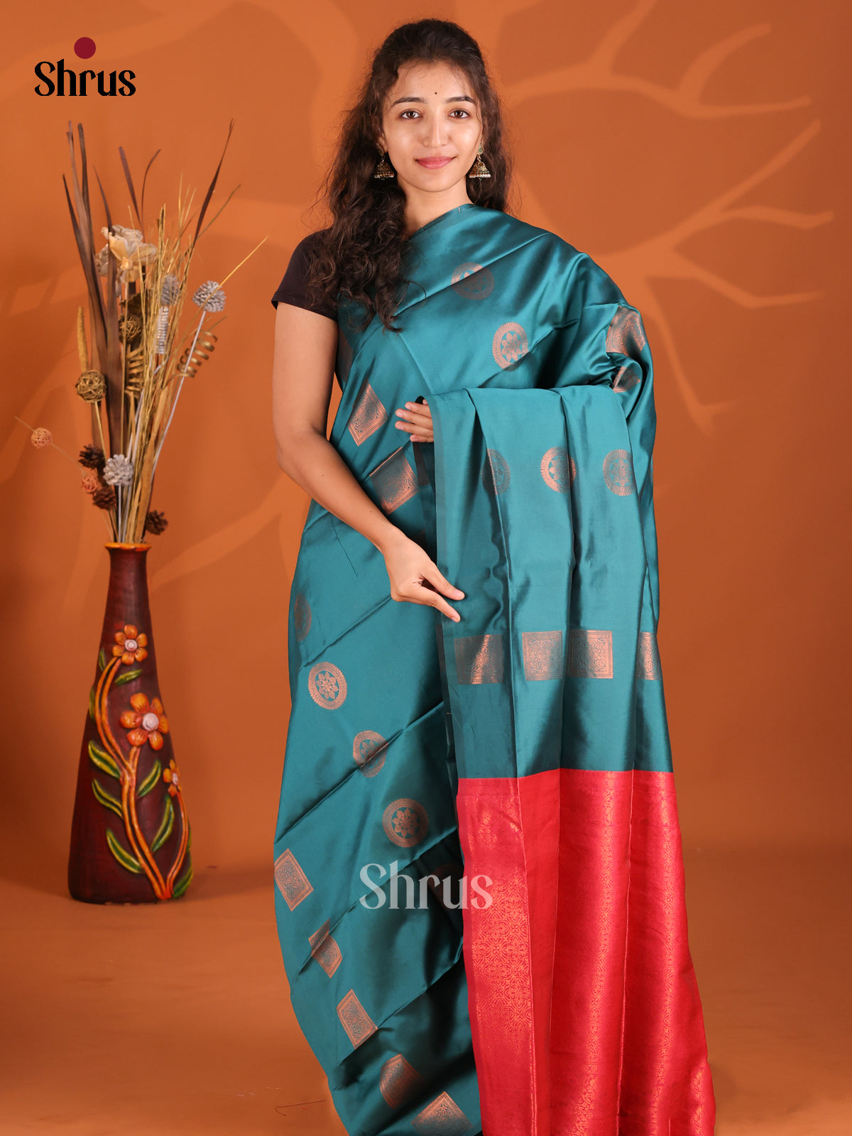 Blue - Semi Softsilk Saree - Shop on Shrus.com
