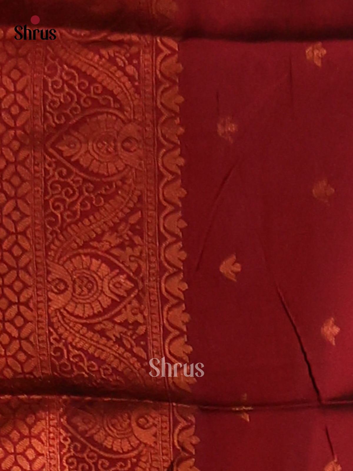 Navy Blue & Maroon - Semi Softsilk Saree - Shop on Shrus.com