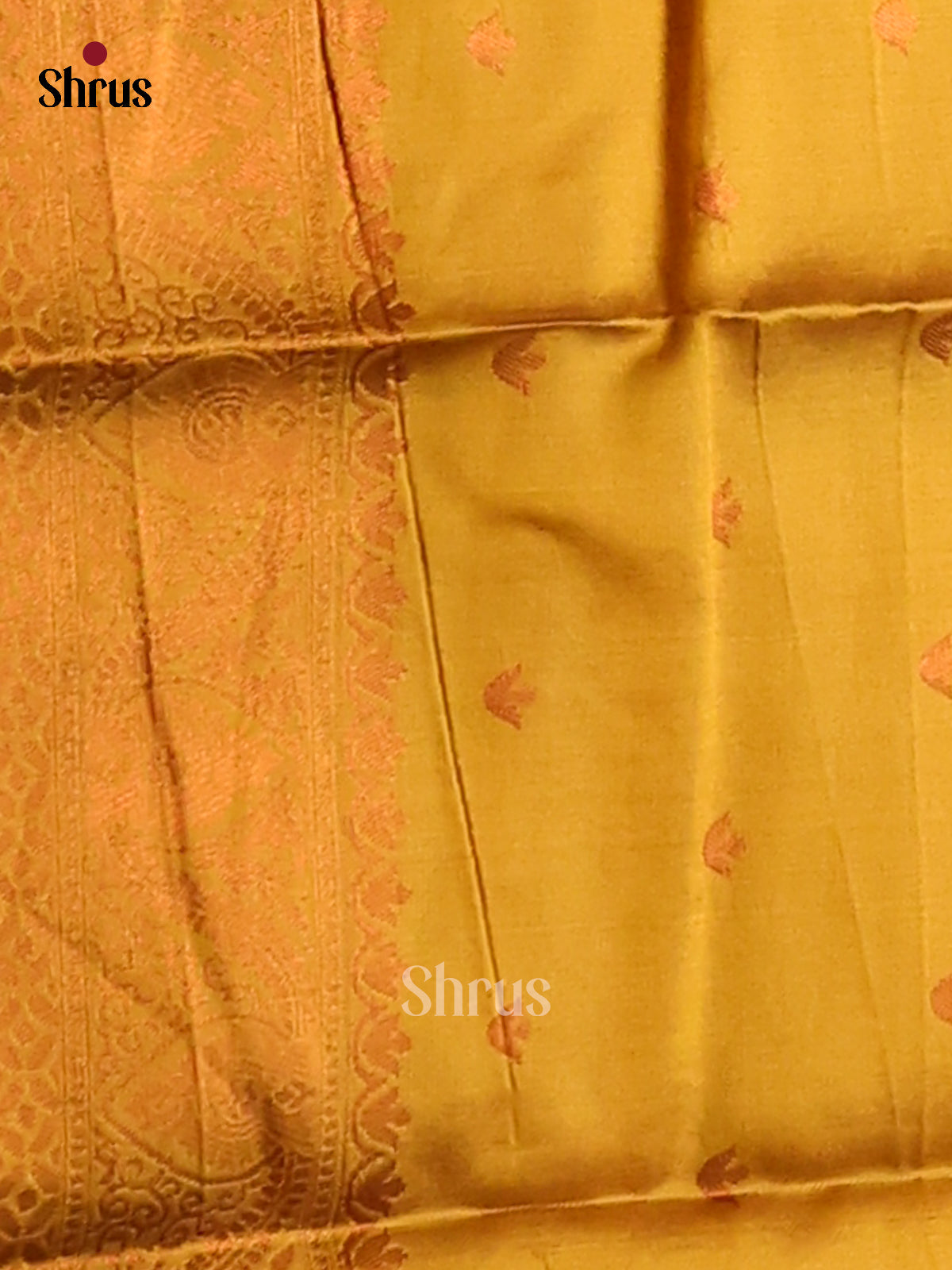 Green & Mustard - Semi Softsilk Saree - Shop on Shrus.com