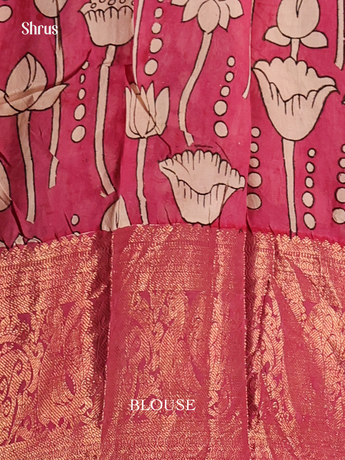 Cream & Pink- Mangalagiri silkcotton Saree - Shop on Shrus.com