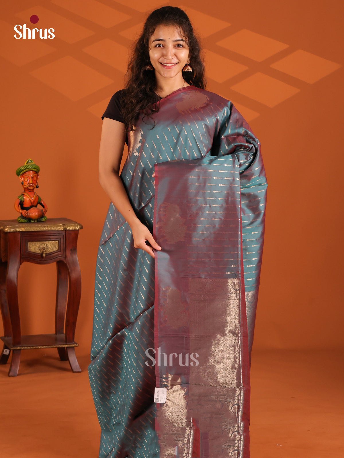 Double Shaded Blue- Semi Softsilk Saree - Shop on Shrus.com