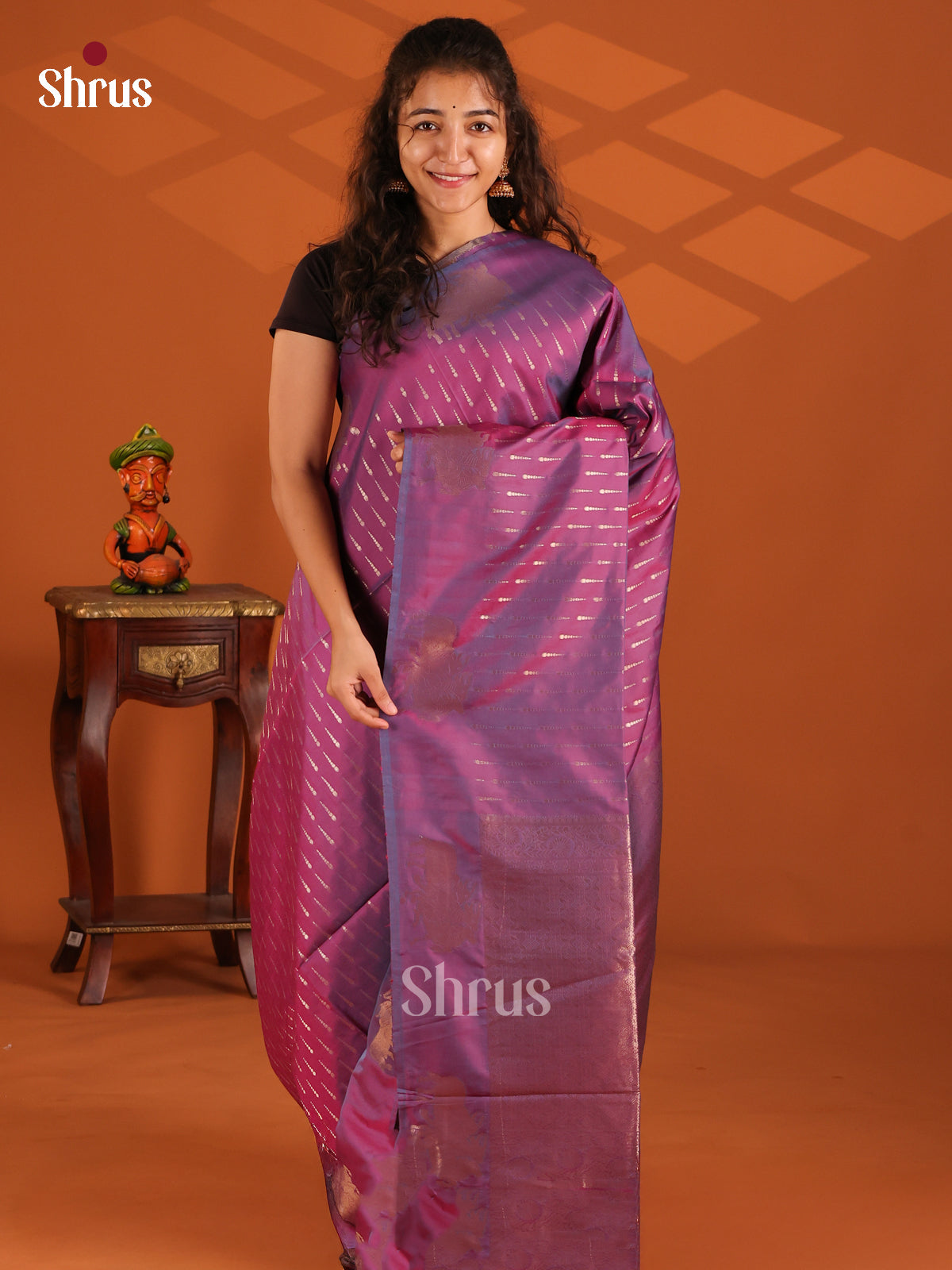 Double shaded Purple- Semi Softsilk Saree - Shop on Shrus.com