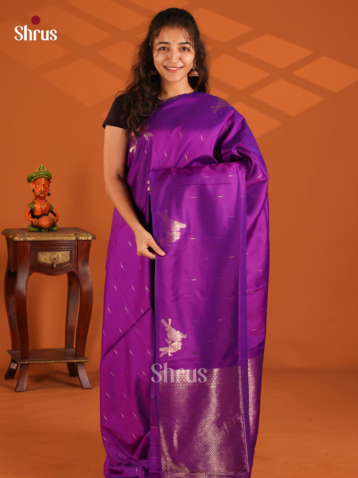 Violet - Semi Softsilk Saree - Shop on Shrus.com