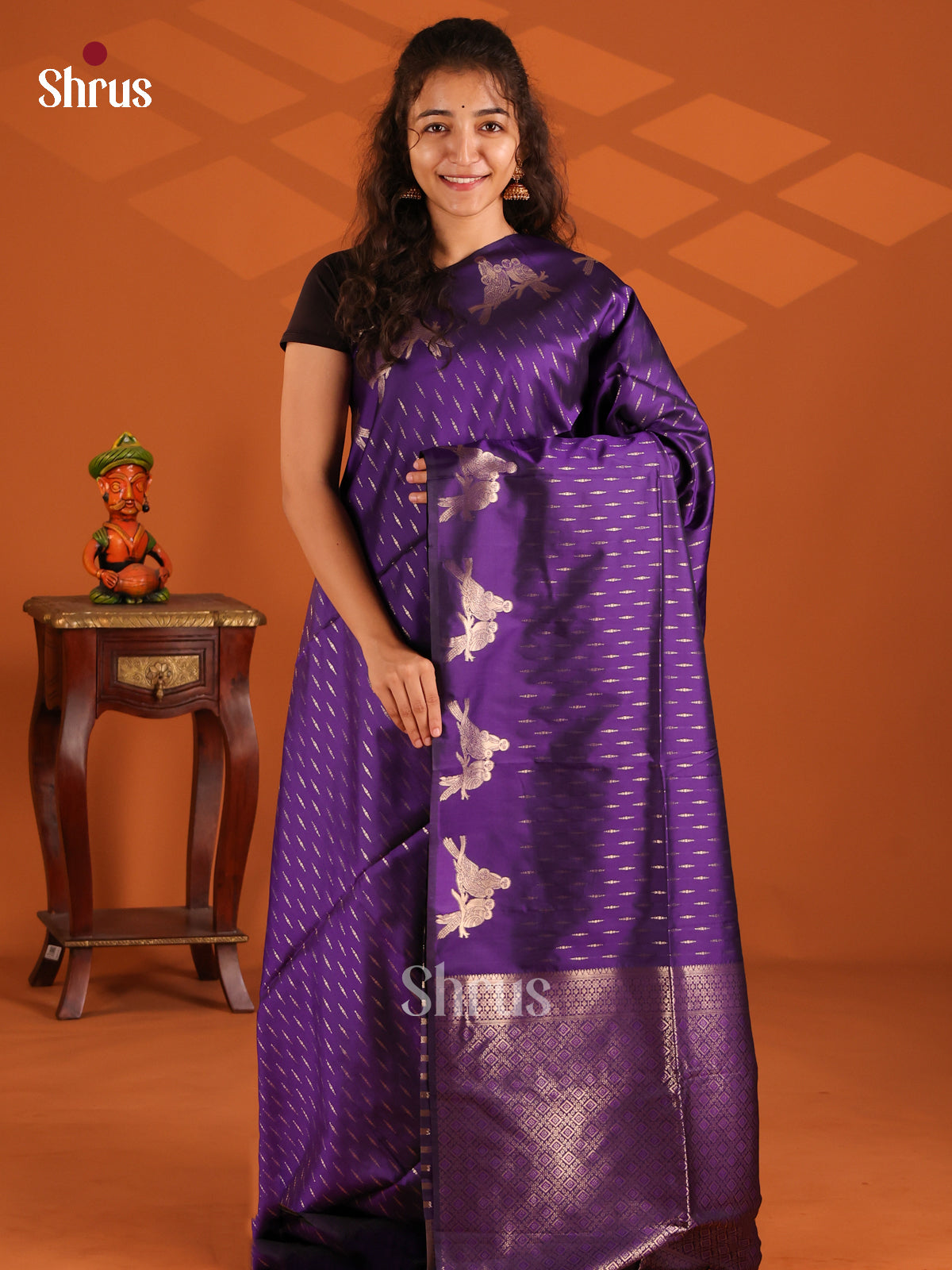 Violet - Semi Softsilk Saree - Shop on Shrus.com