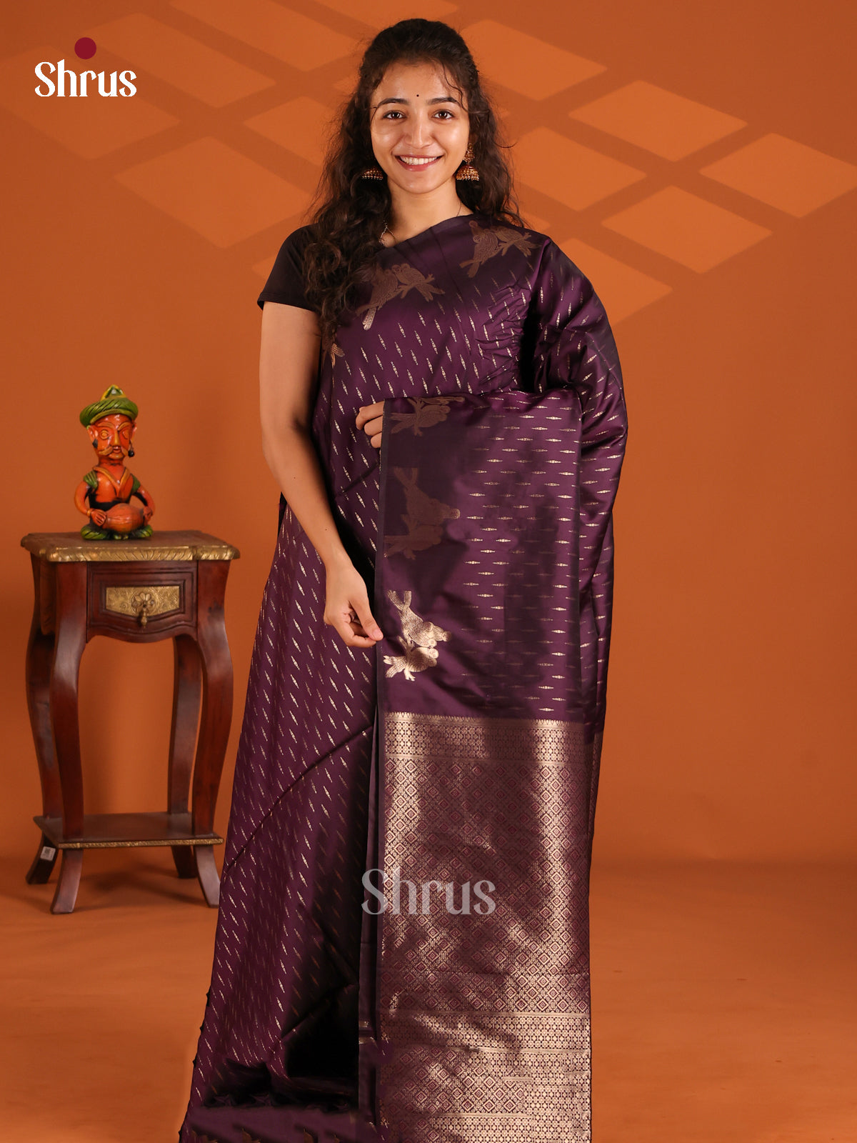 Jamun - Semi Softsilk Saree - Shop on Shrus.com