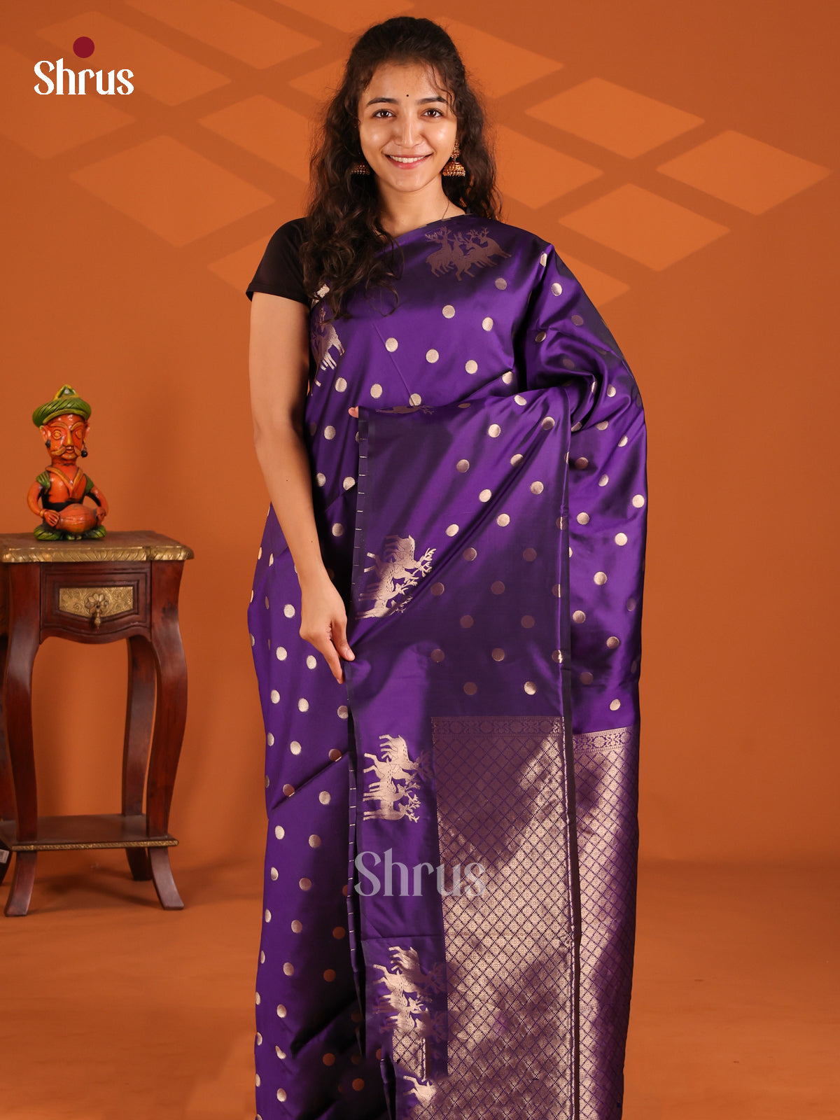 Violet - Semi Softsilk Saree - Shop on Shrus.com