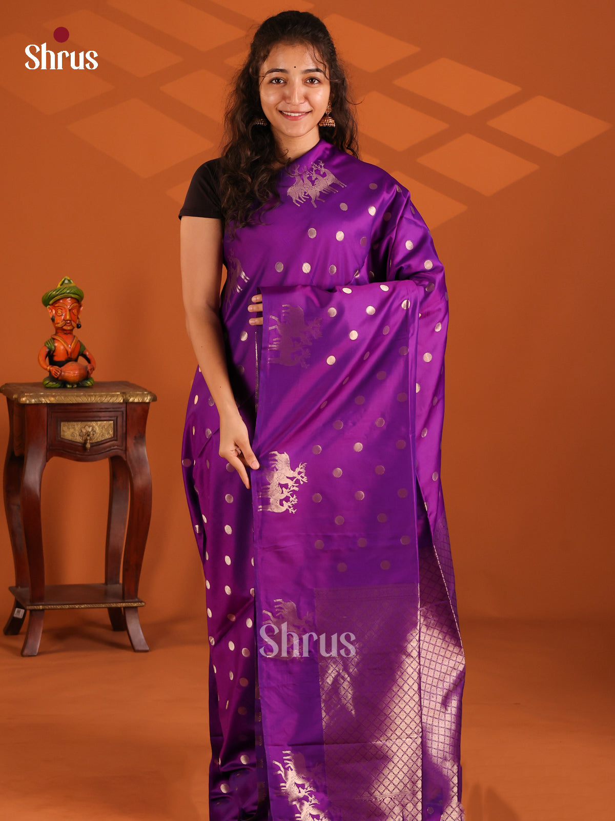 Violet - Semi Softsilk Saree - Shop on Shrus.com