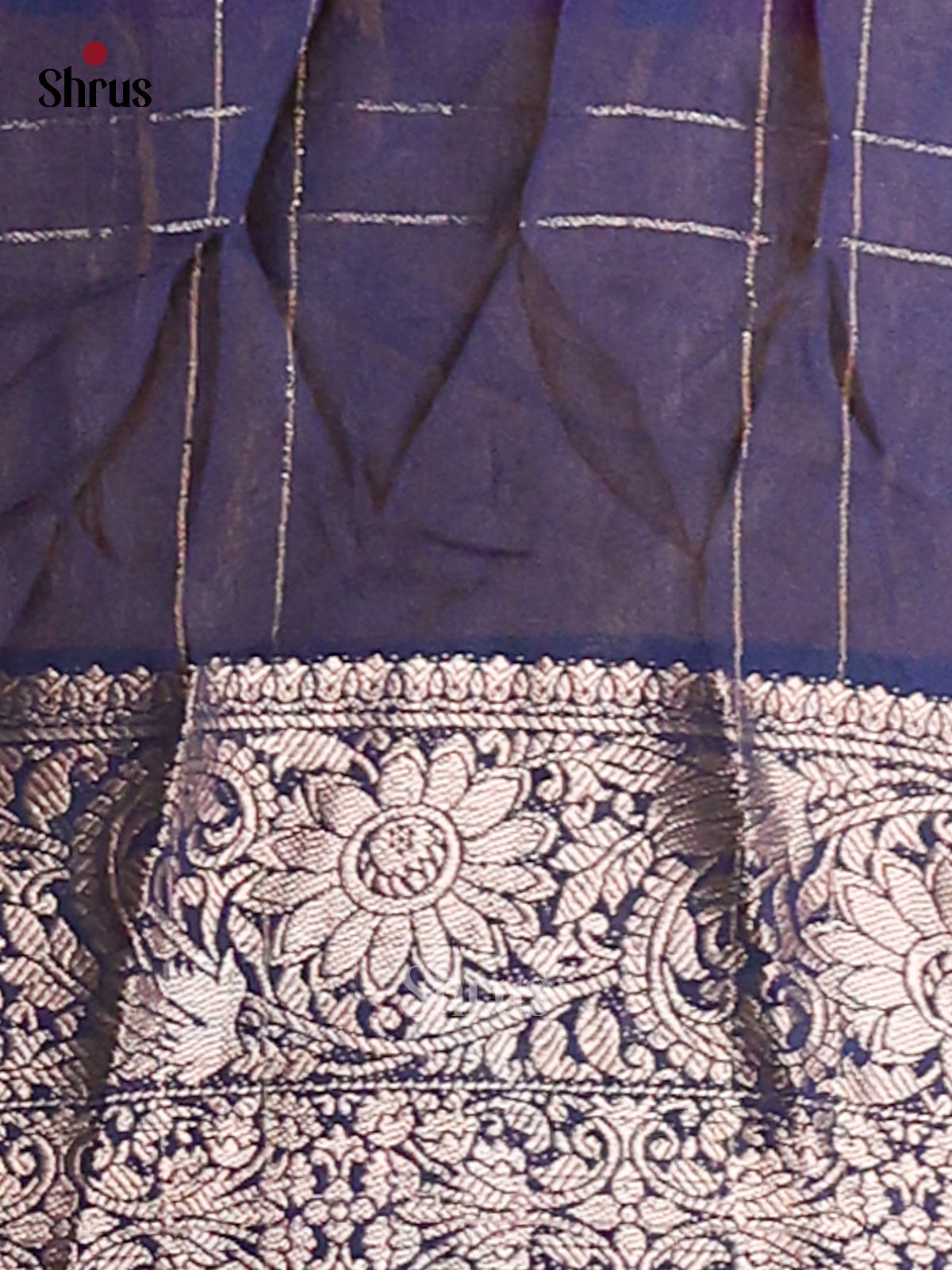 Pink & Blue- Semi Mysore silk saree - Shop on Shrus.com