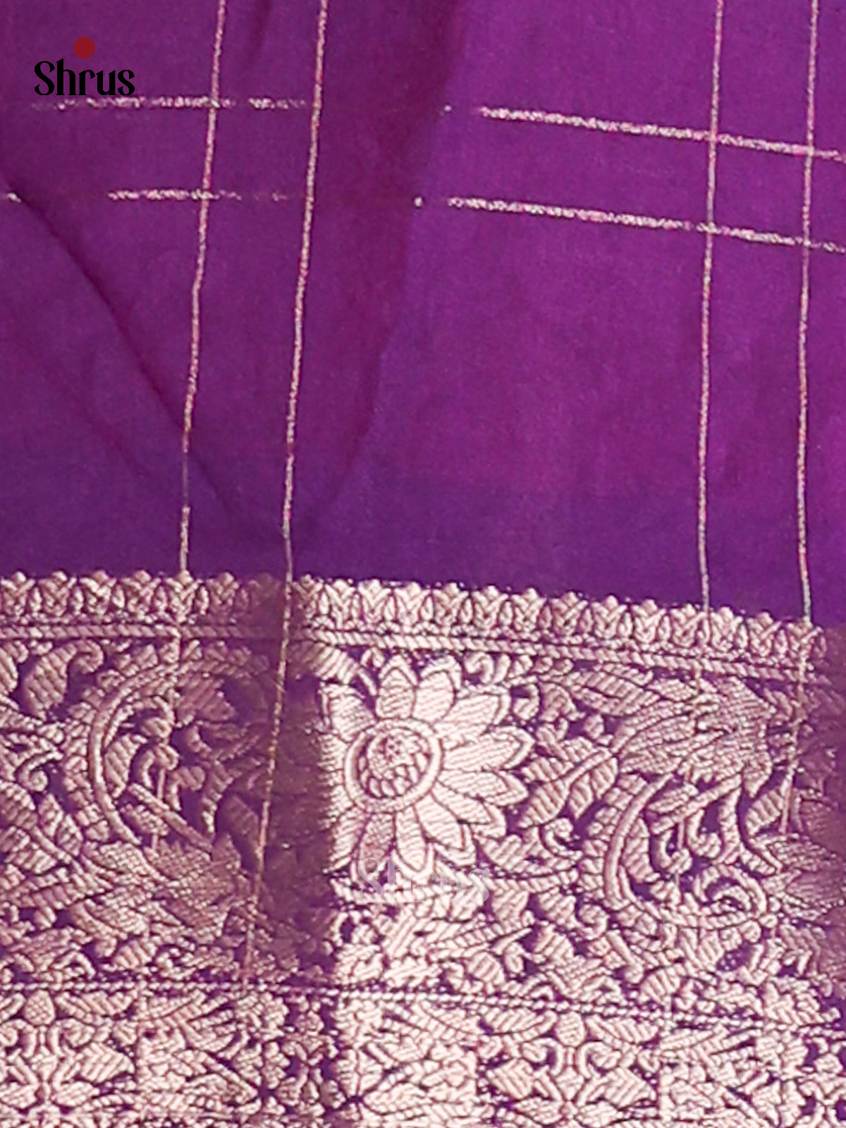 Blue & Purple - Semi Mysore silk saree - Shop on Shrus.com