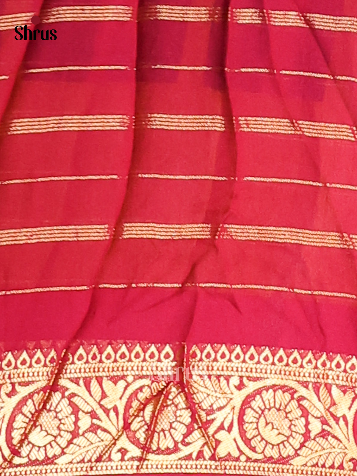 Blue & Red - Semi Mysore silk saree - Shop on Shrus.com