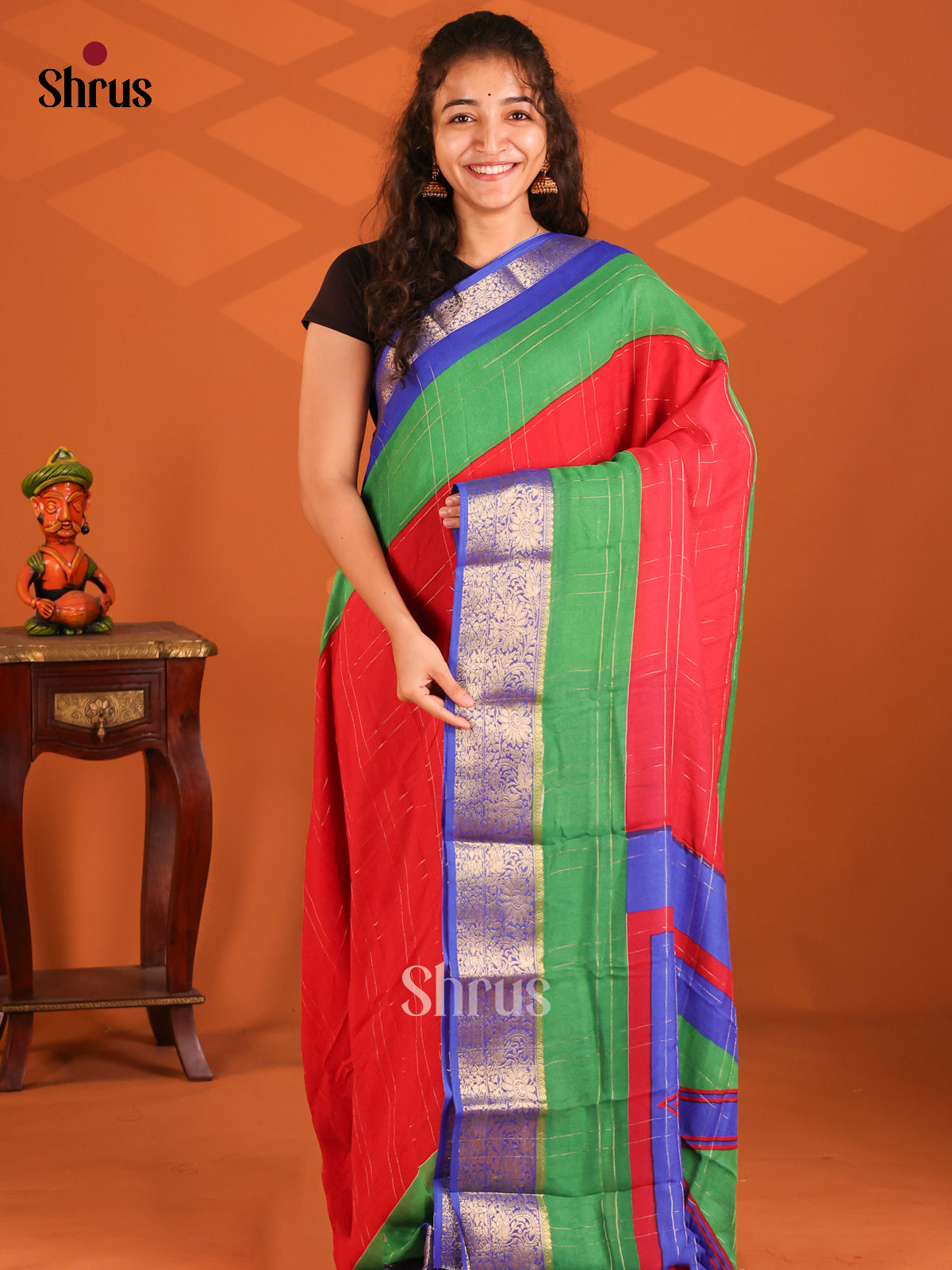 Red & Purple- Semi Mysore silk saree - Shop on Shrus.com