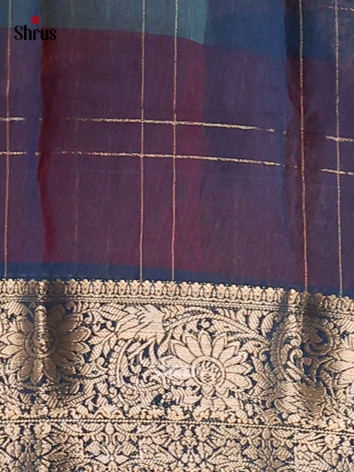 Lite Blue & Blue - Semi Mysore silk saree - Shop on Shrus.com