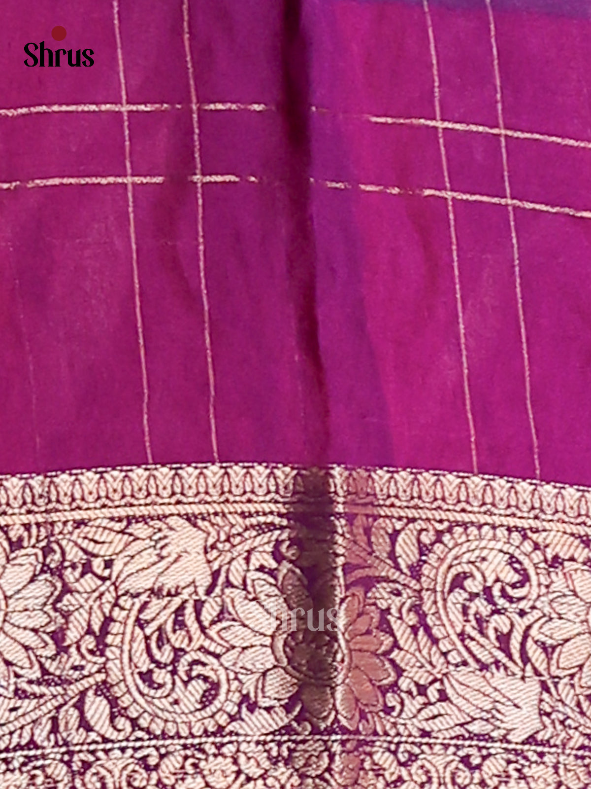Blue & Purple - Semi Mysore silk saree - Shop on Shrus.com