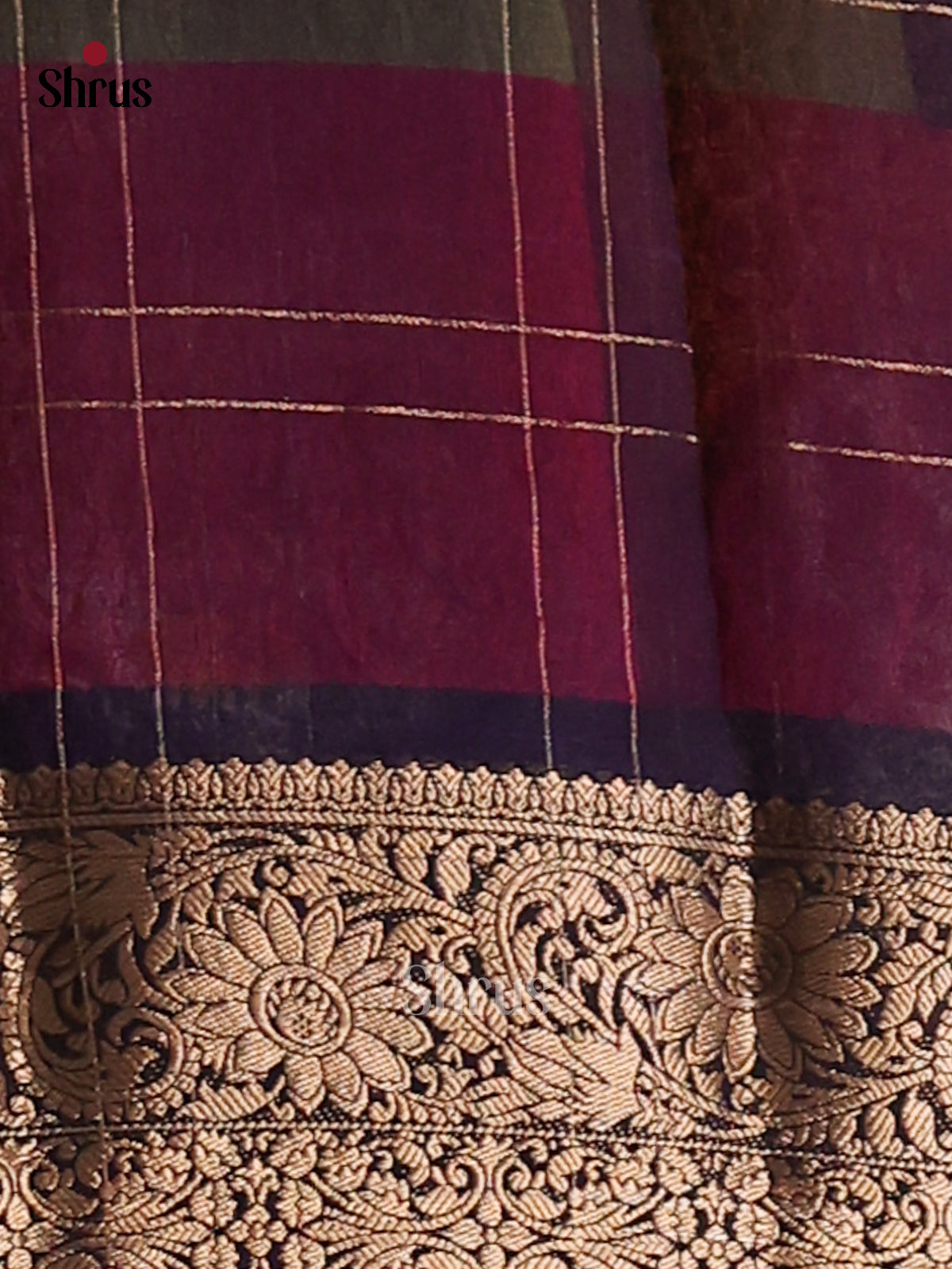 Pista Green & Purple - Semi Mysore silk saree - Shop on Shrus.com