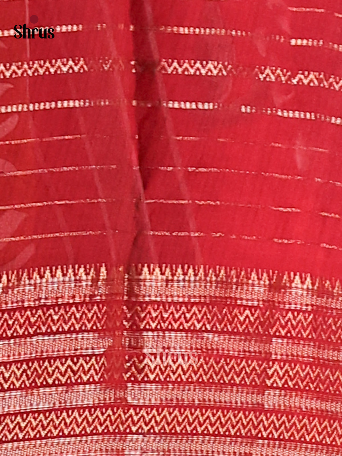 Red & Cream - Semi Mysore silk saree - Shop on Shrus.com