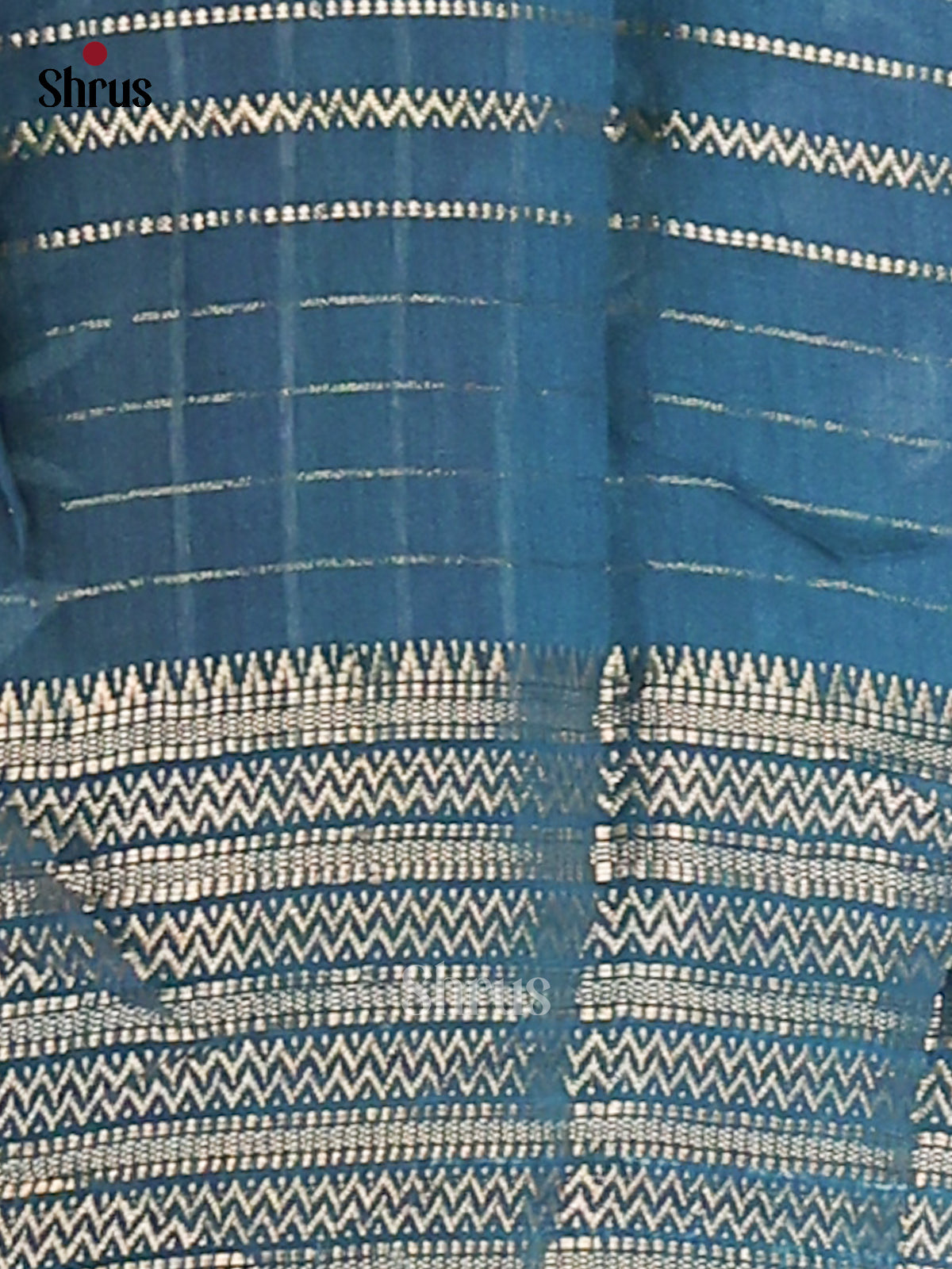 Blue & Cream- Semi Mysore silk saree - Shop on Shrus.com