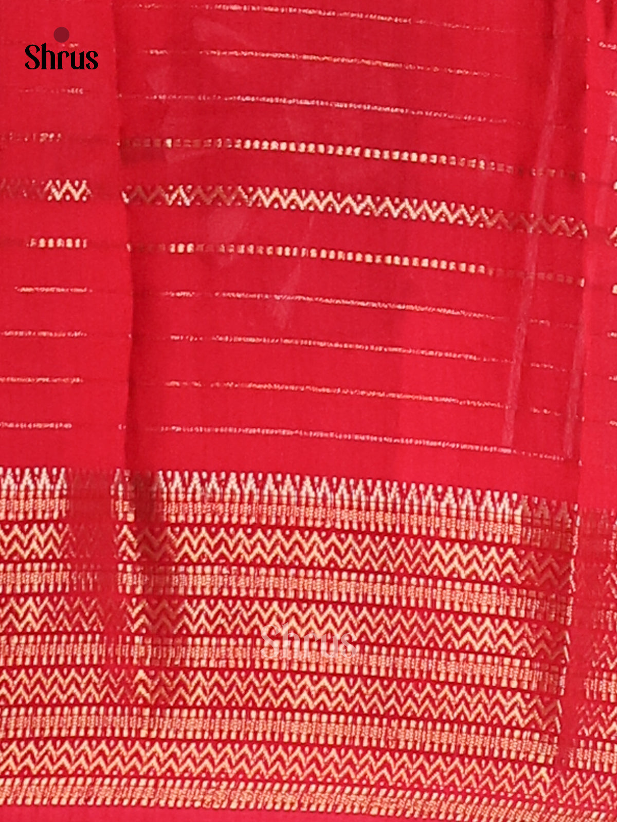 Red & Cream - Semi Mysore silk saree - Shop on Shrus.com