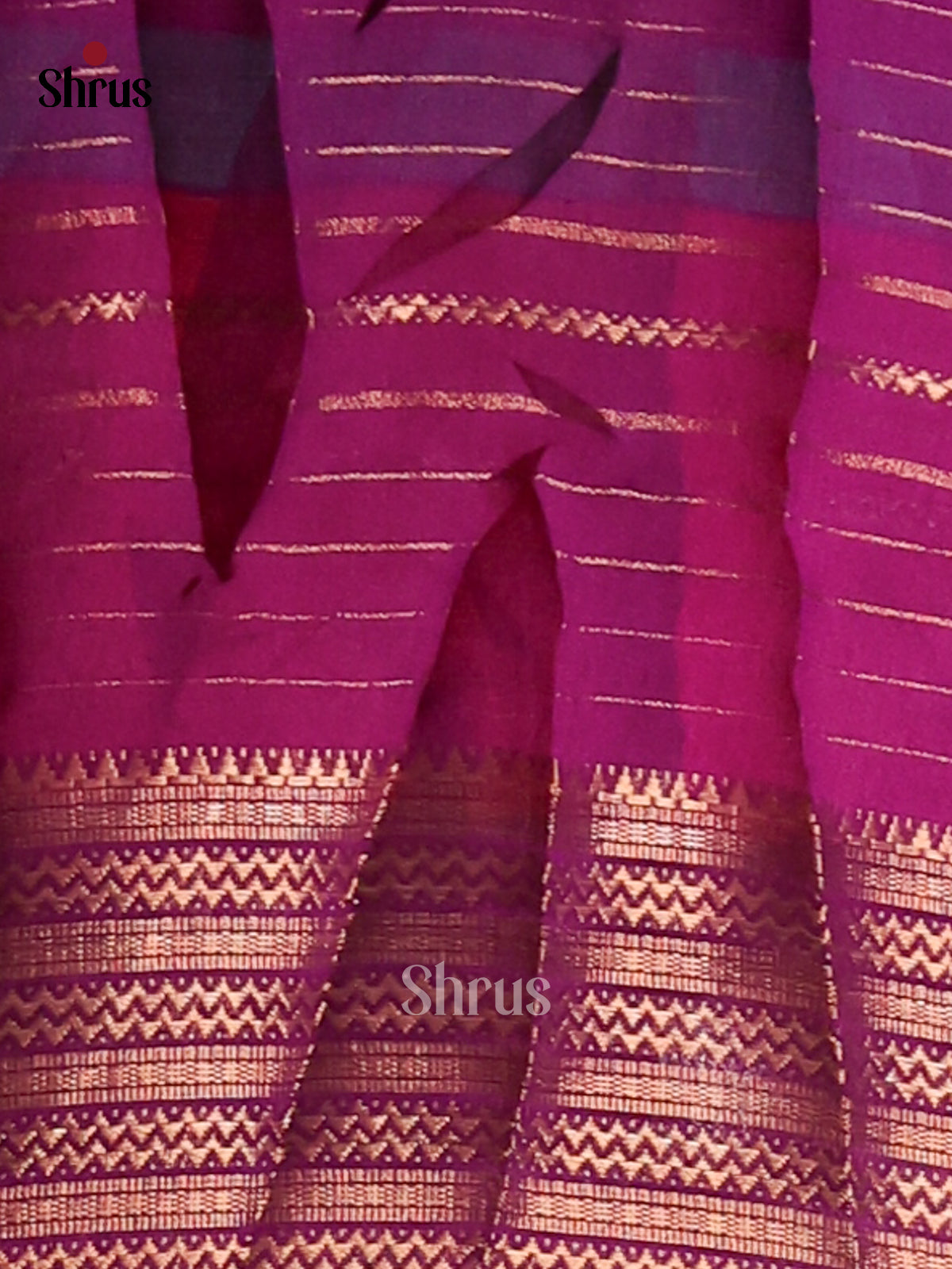 Blue & Purple - Semi Mysore silk saree - Shop on Shrus.com