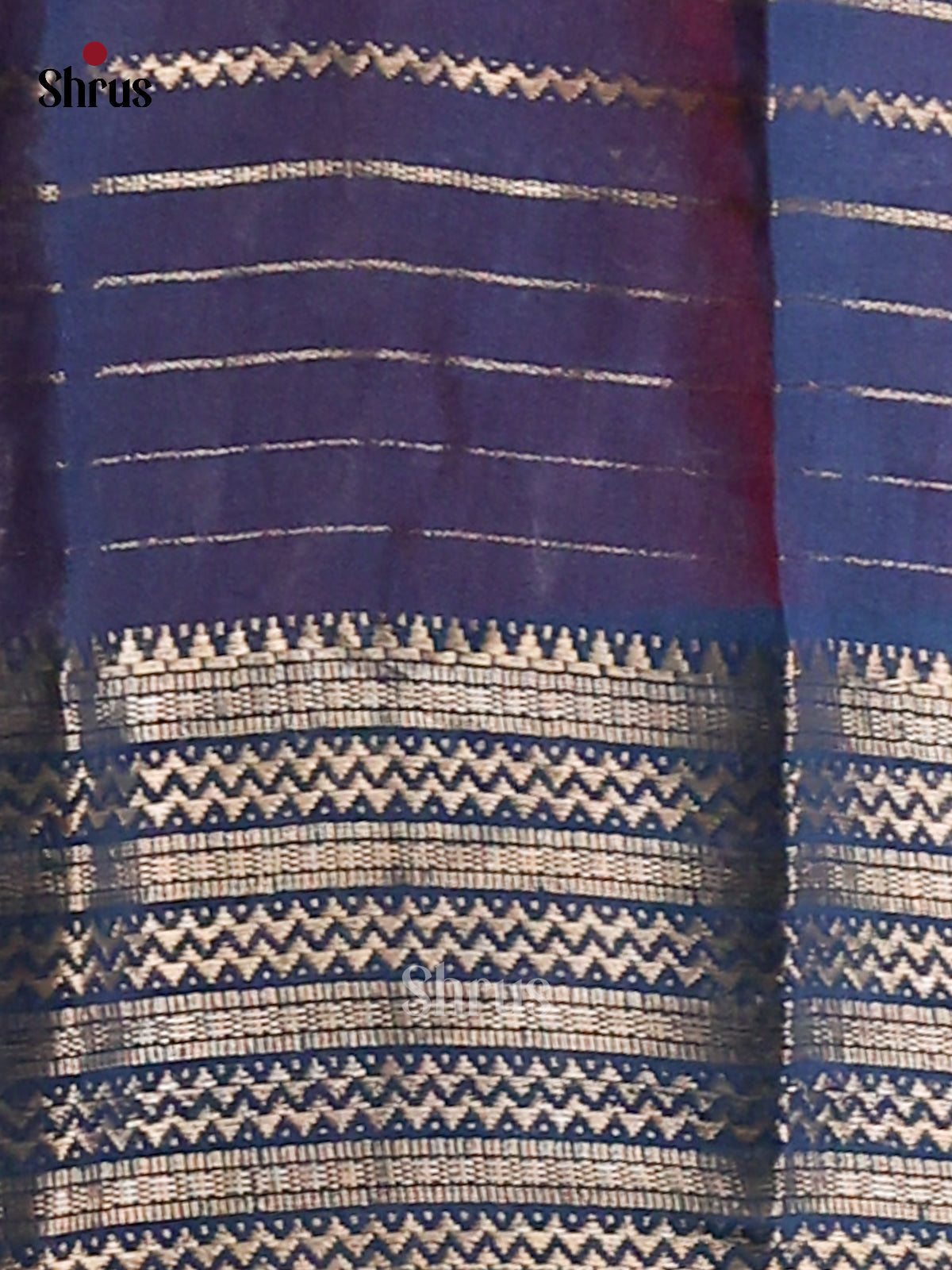 Pastel Blue & Blue- Semi Mysore silk saree - Shop on Shrus.com