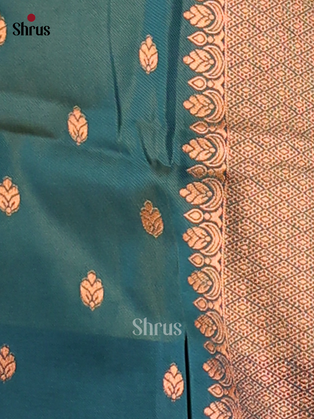 Green & Blue - Semi Softsilk Saree - Shop on Shrus.com