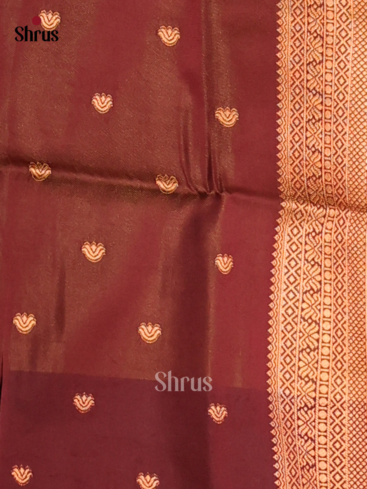 Orange & Brown- Semi Softsilk Saree - Shop on Shrus.com