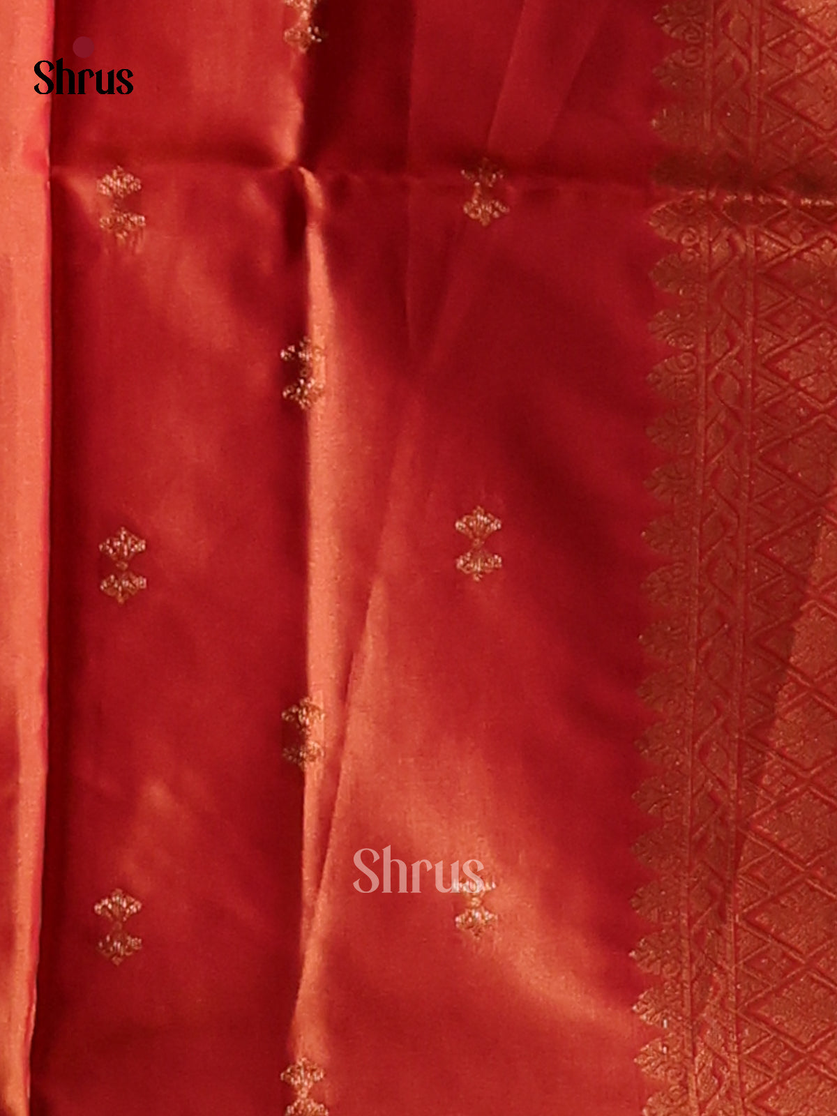 Green & Orange - Semi Softsilk Saree - Shop on Shrus.com