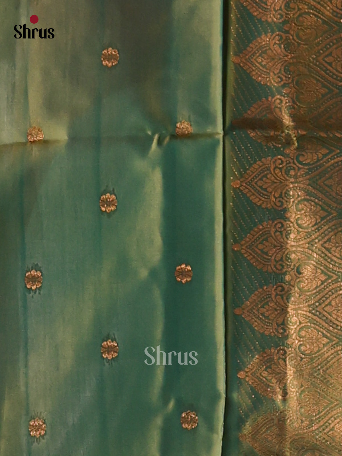Orange & Green - Semi Softsilk Saree - Shop on Shrus.com
