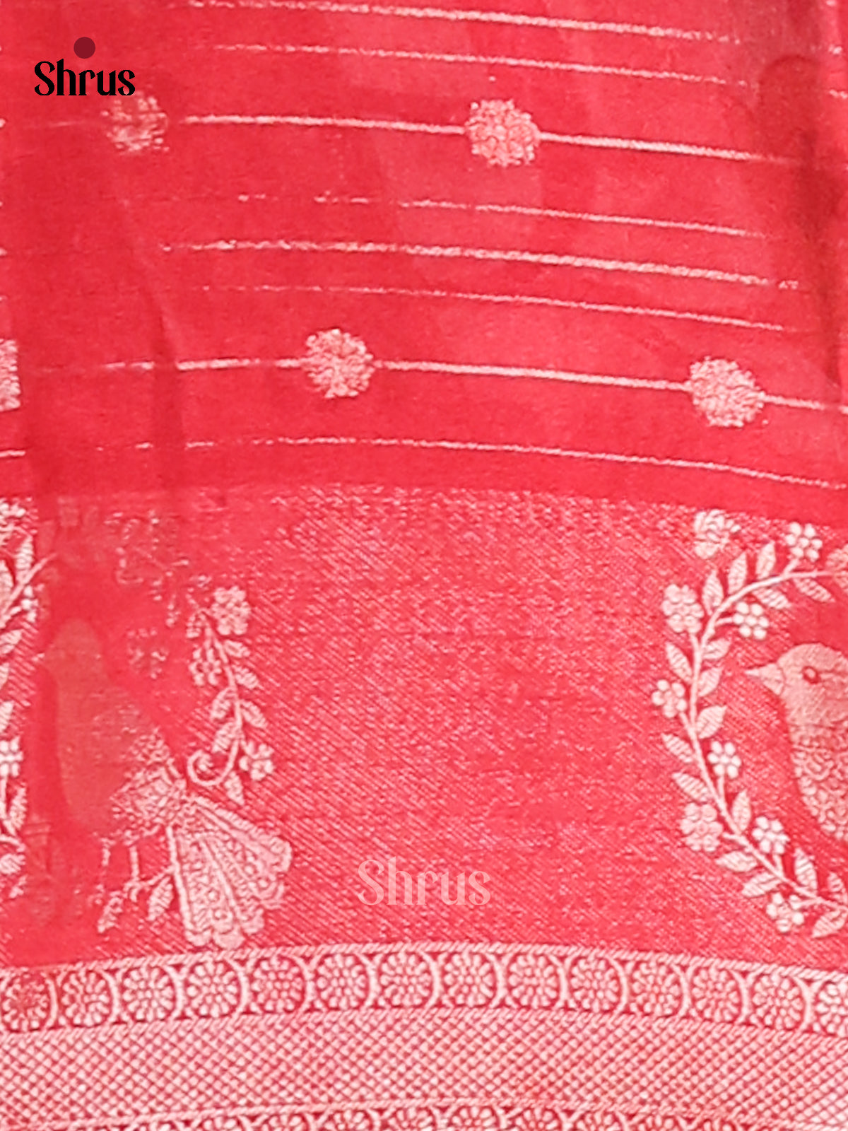 Red & Cream - Semi Mysore silk saree - Shop on Shrus.com