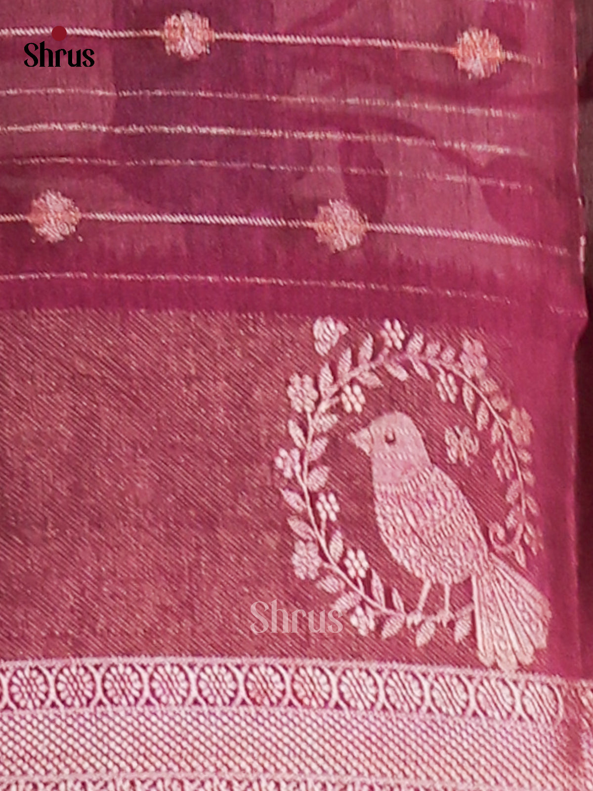 Maroon & Cream - Semi Mysore silk saree - Shop on Shrus.com