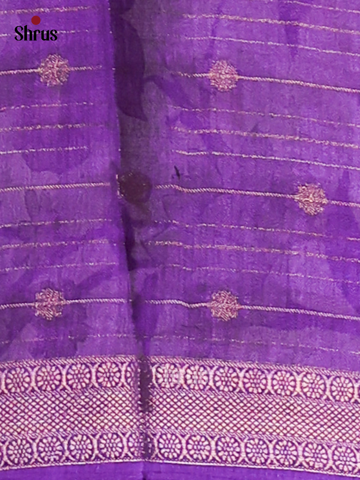 Violet & Cream - Semi Mysore silk saree - Shop on Shrus.com