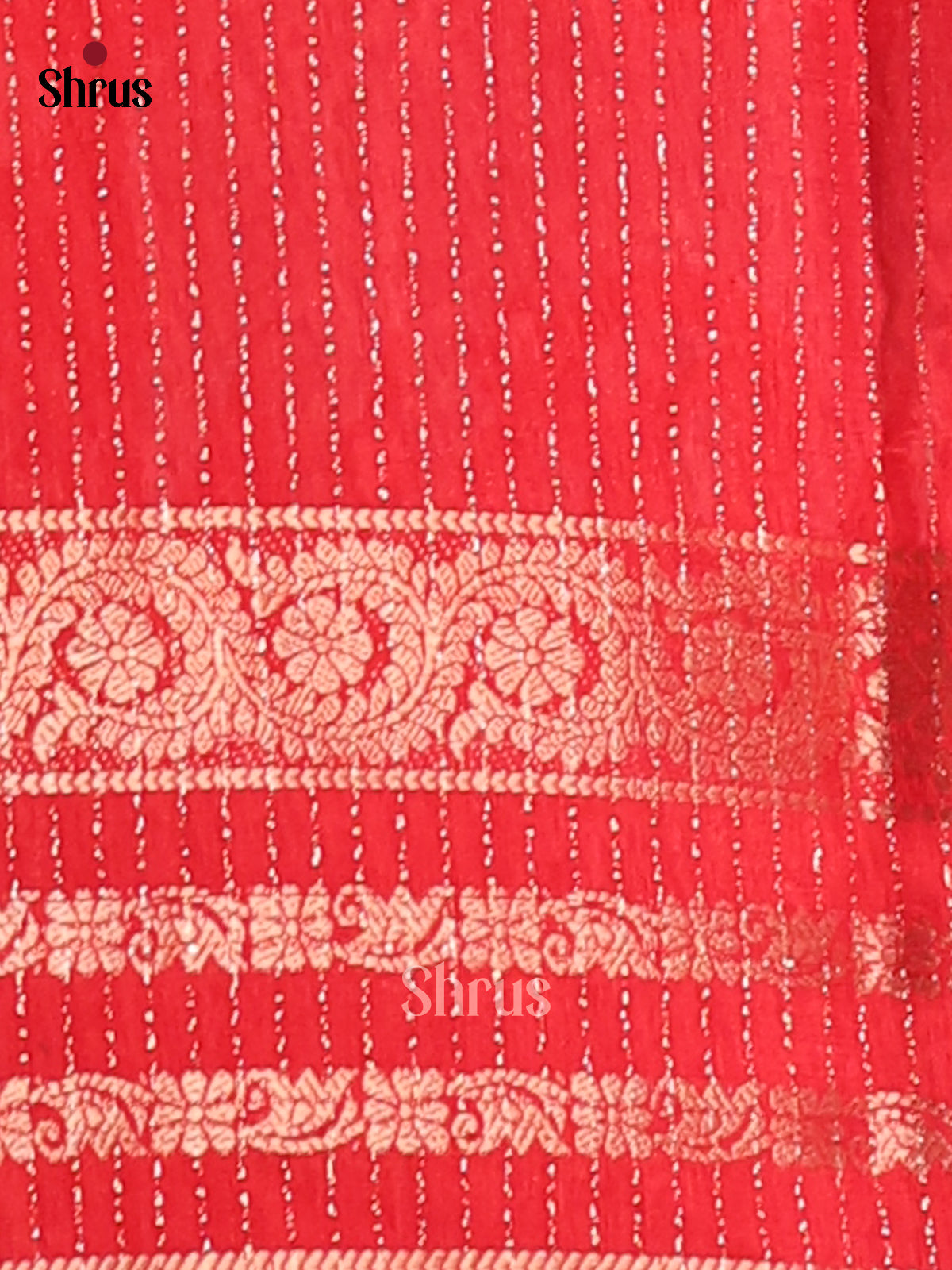 Sky Blue and Red - Semi Crepe Saree - Shop on Shrus.com