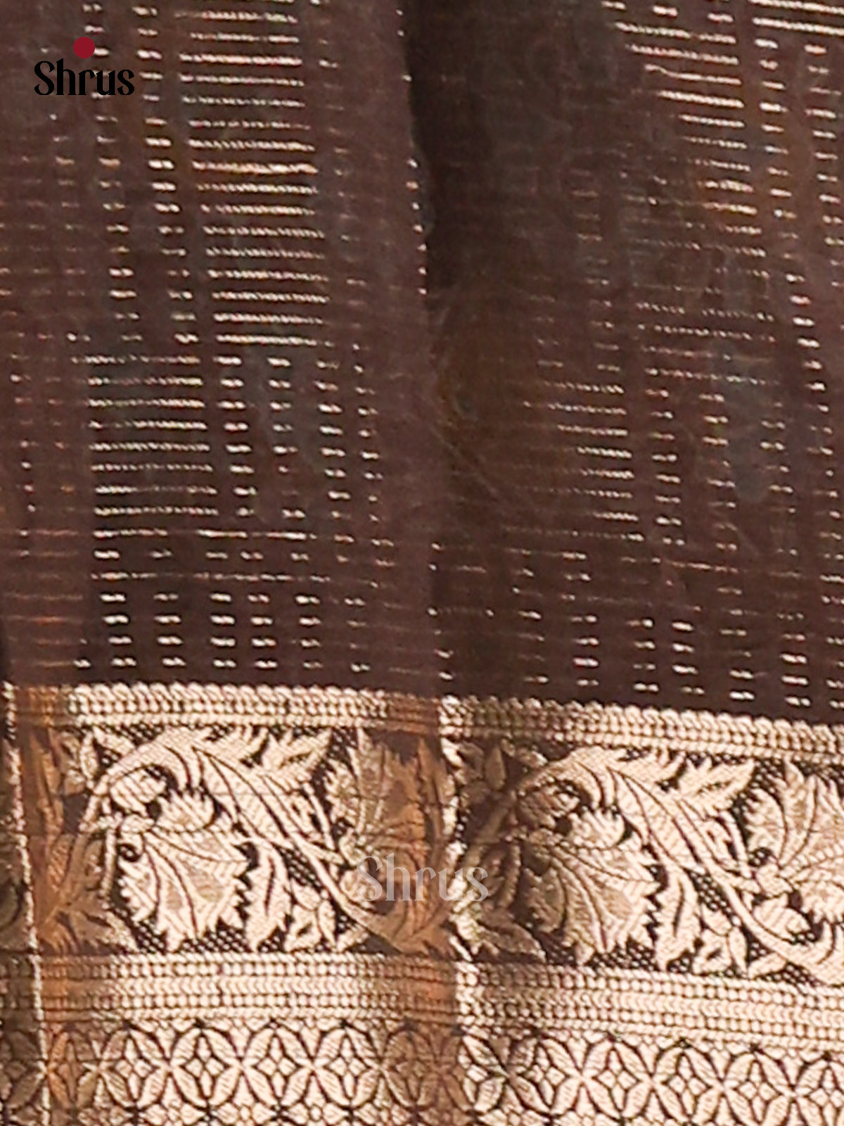 Beige & Brown - Semi Mysore silk saree - Shop on Shrus.com