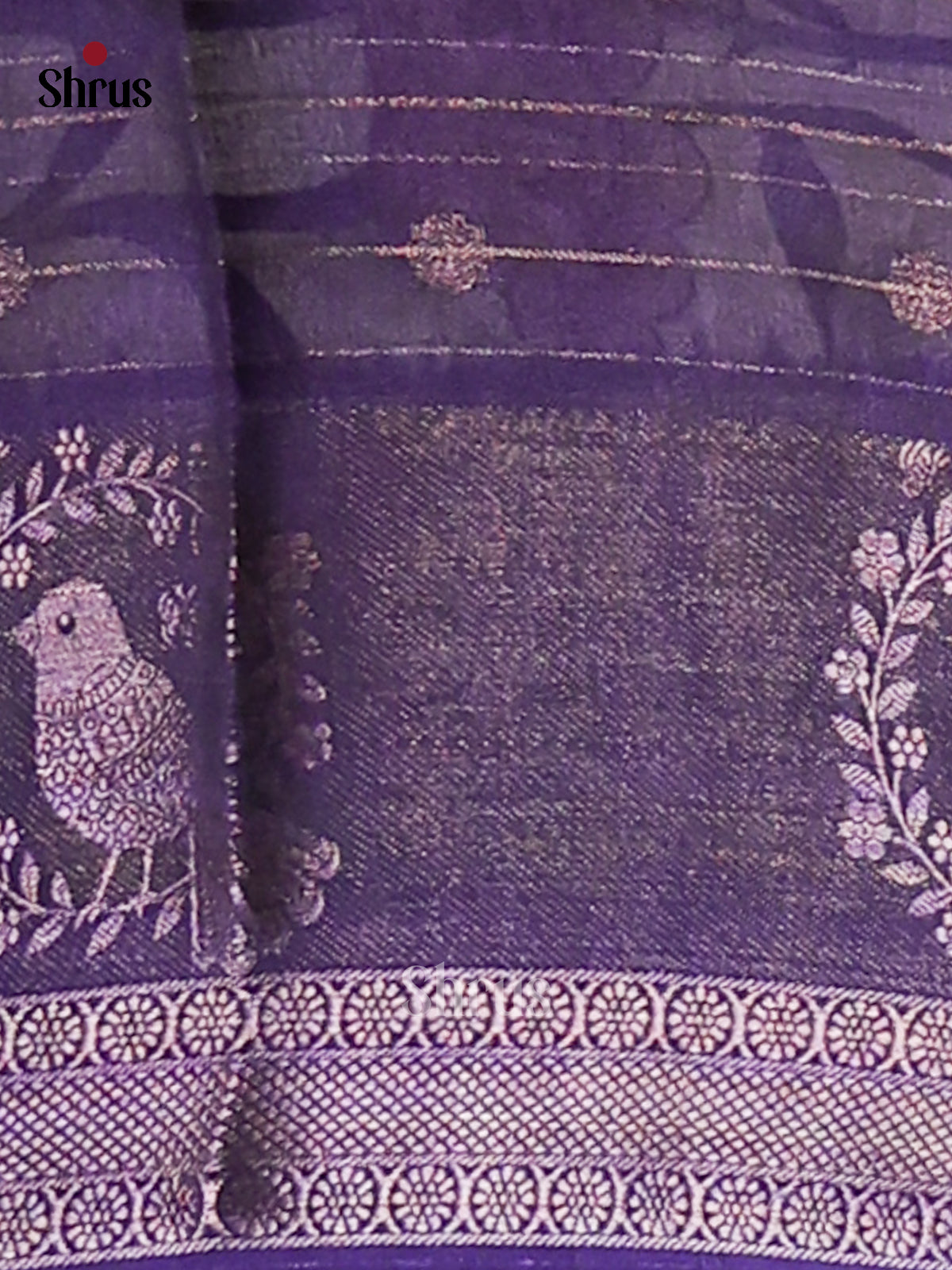 Violet & Cream - Semi Mysore silk saree - Shop on Shrus.com