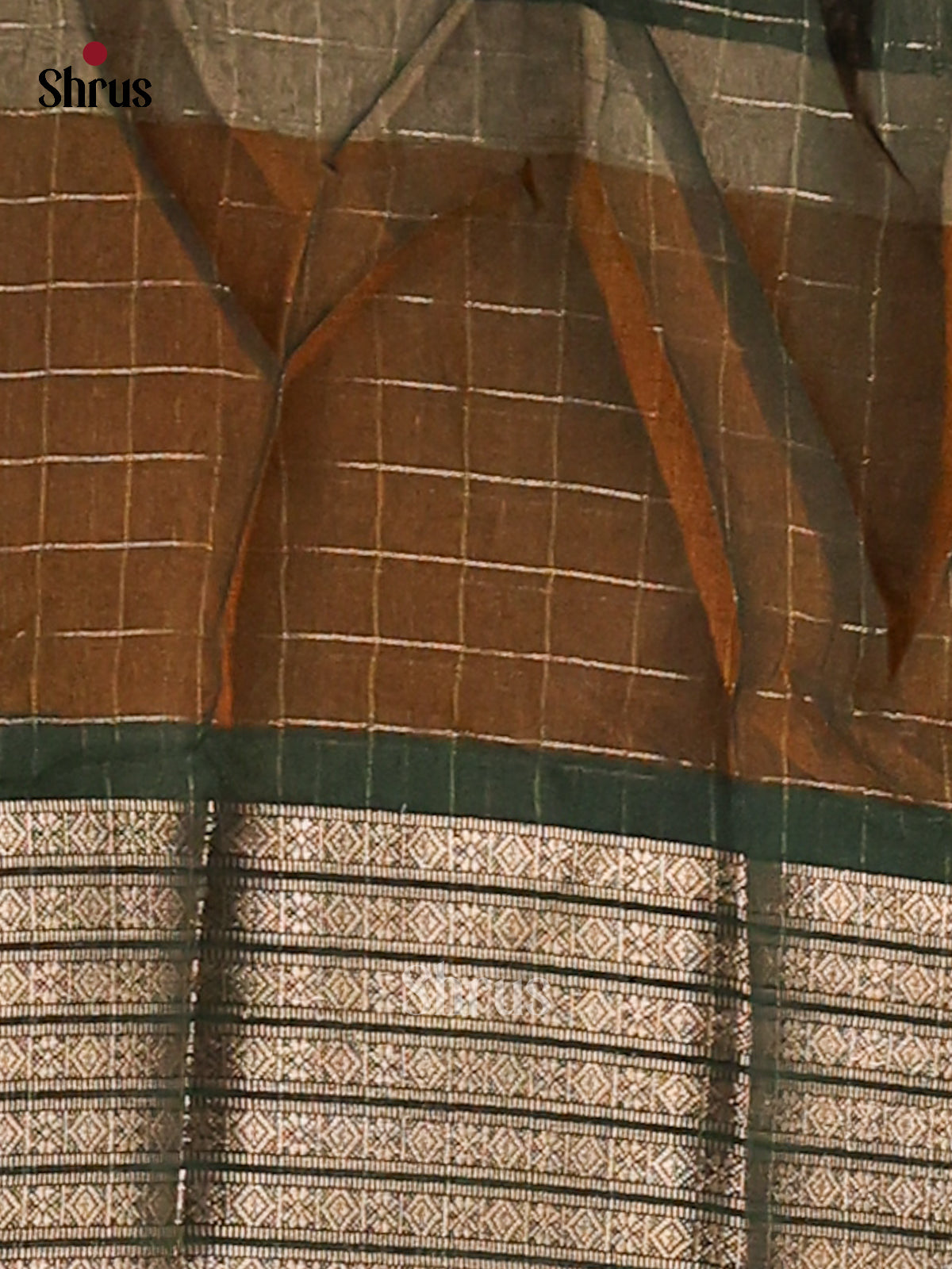 Cream & Green- Semi Mysore silk saree - Shop on Shrus.com