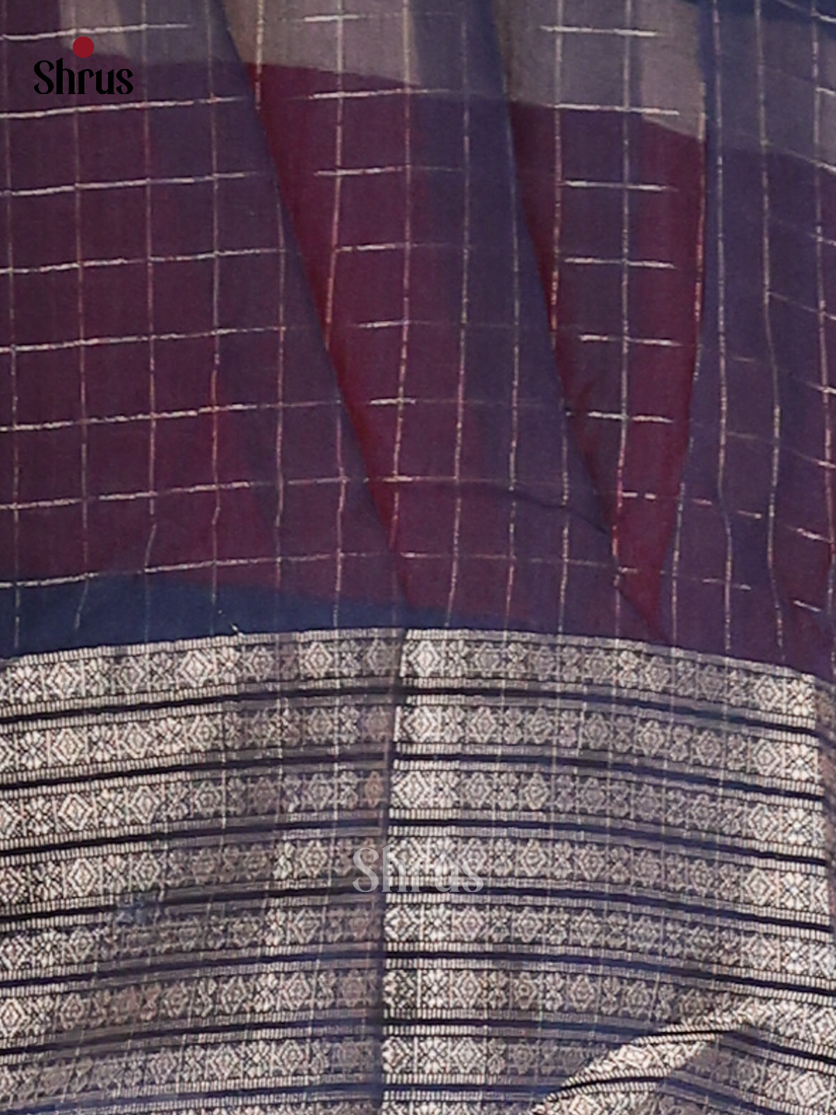 Cream & Blue- Semi Mysore silk saree - Shop on Shrus.com