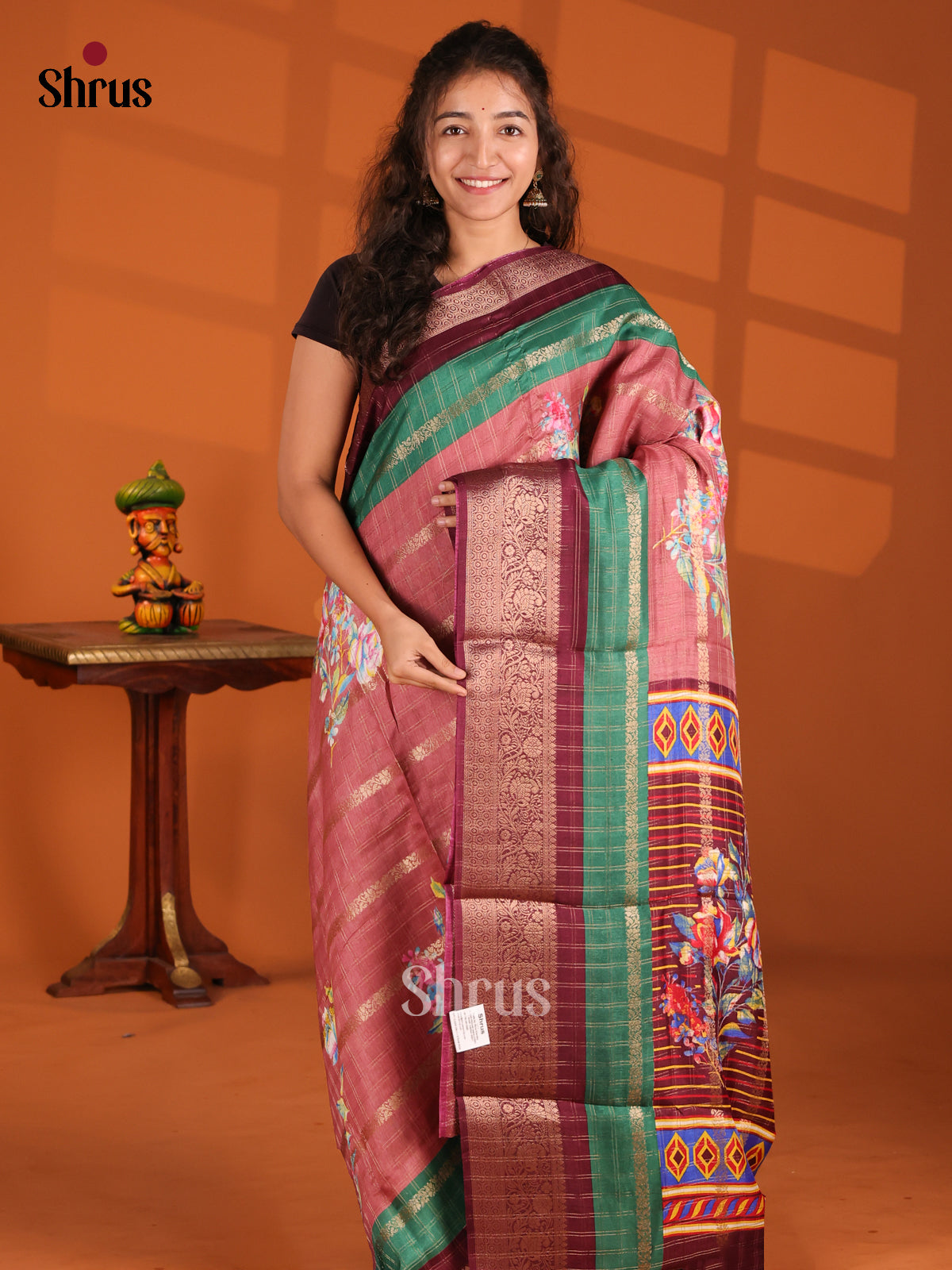 DFS02219 - Jute Print Saree - Shop on Shrus.com