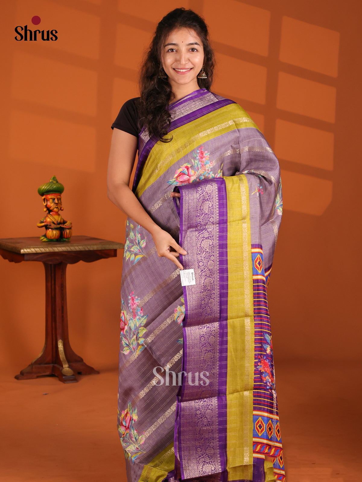 DFS02223 - Jute Print Saree - Shop on Shrus.com