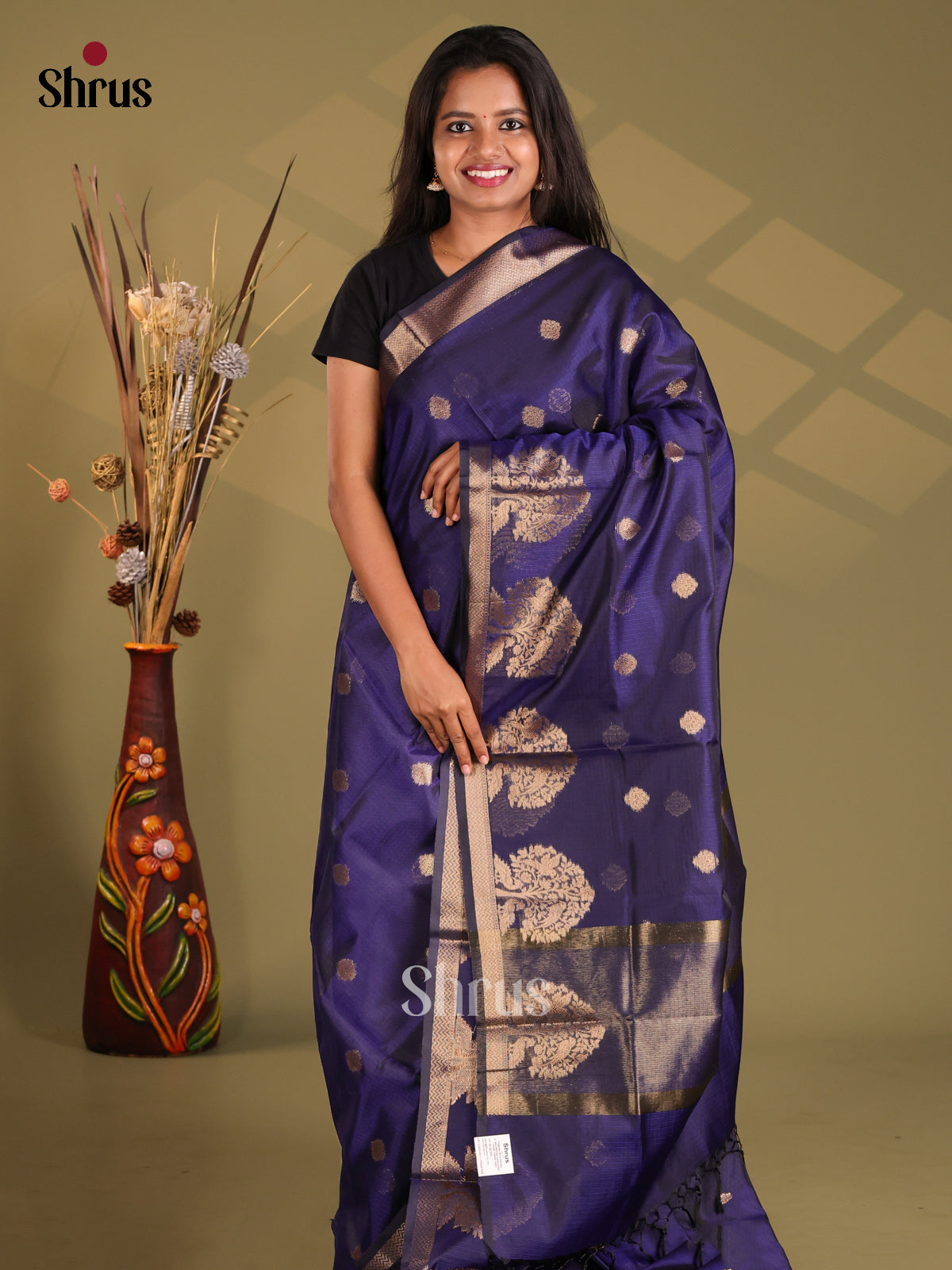 Blue - Semi Kota Saree - Shop on Shrus.com