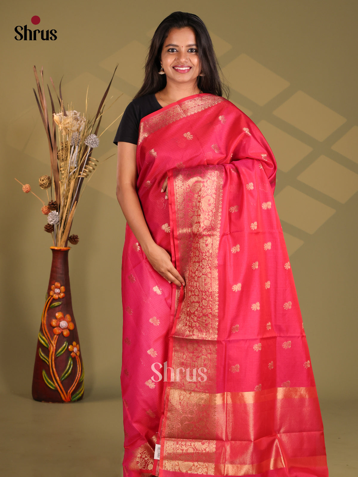 Pink - Semi Kota Saree - Shop on Shrus.com