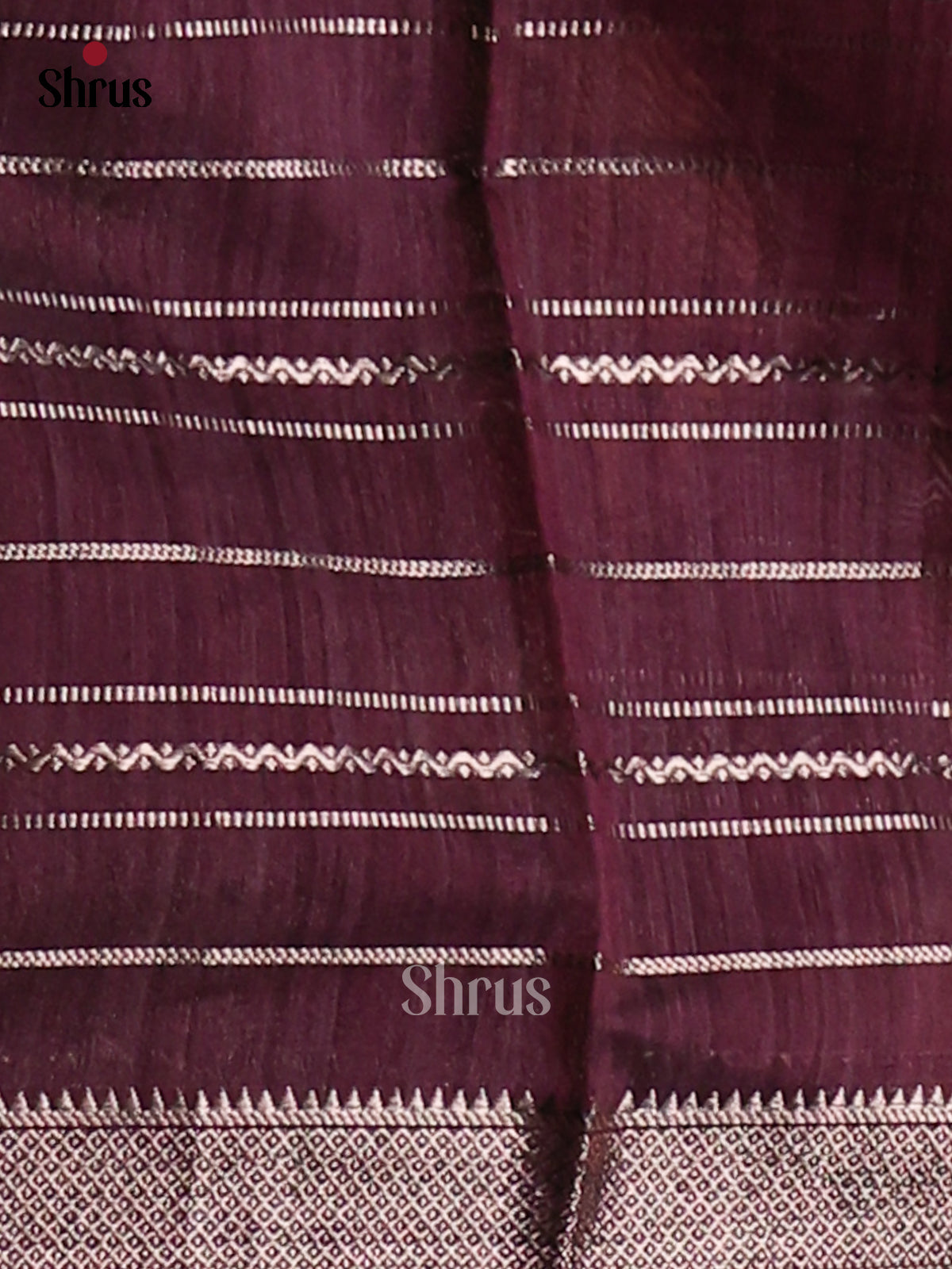 Wine- Semi Jute Saree - Shop on Shrus.com