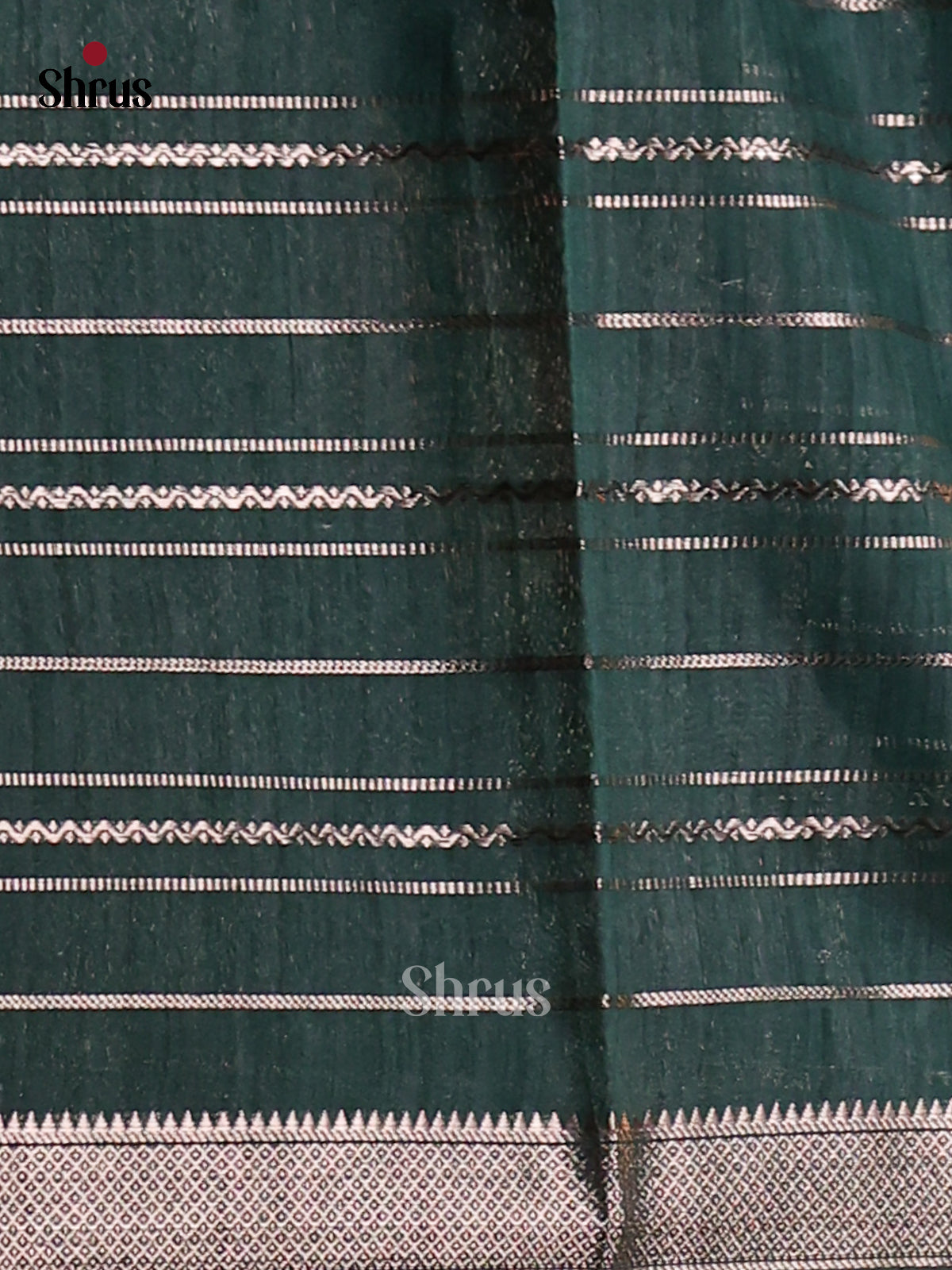 Dark Green - Semi Jute Saree - Shop on Shrus.com