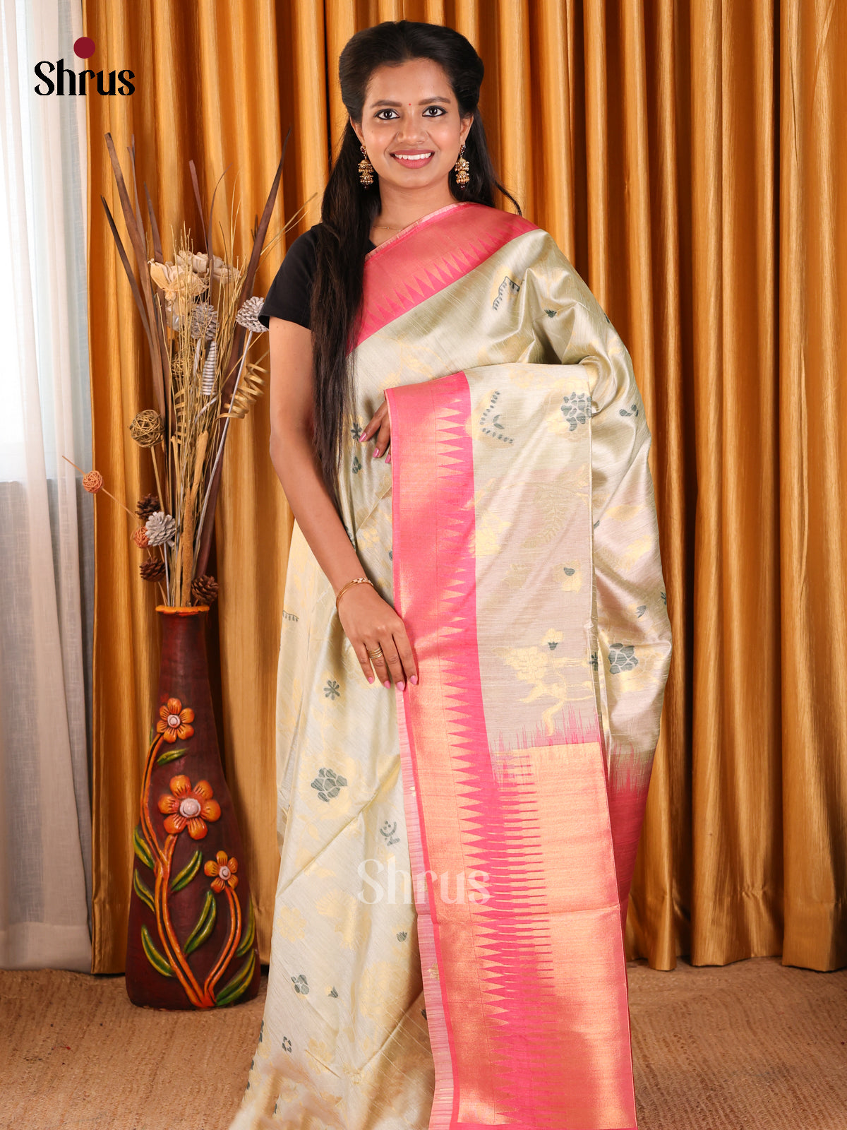DFS03171- Semi Tussar Saree - Shop on Shrus.com