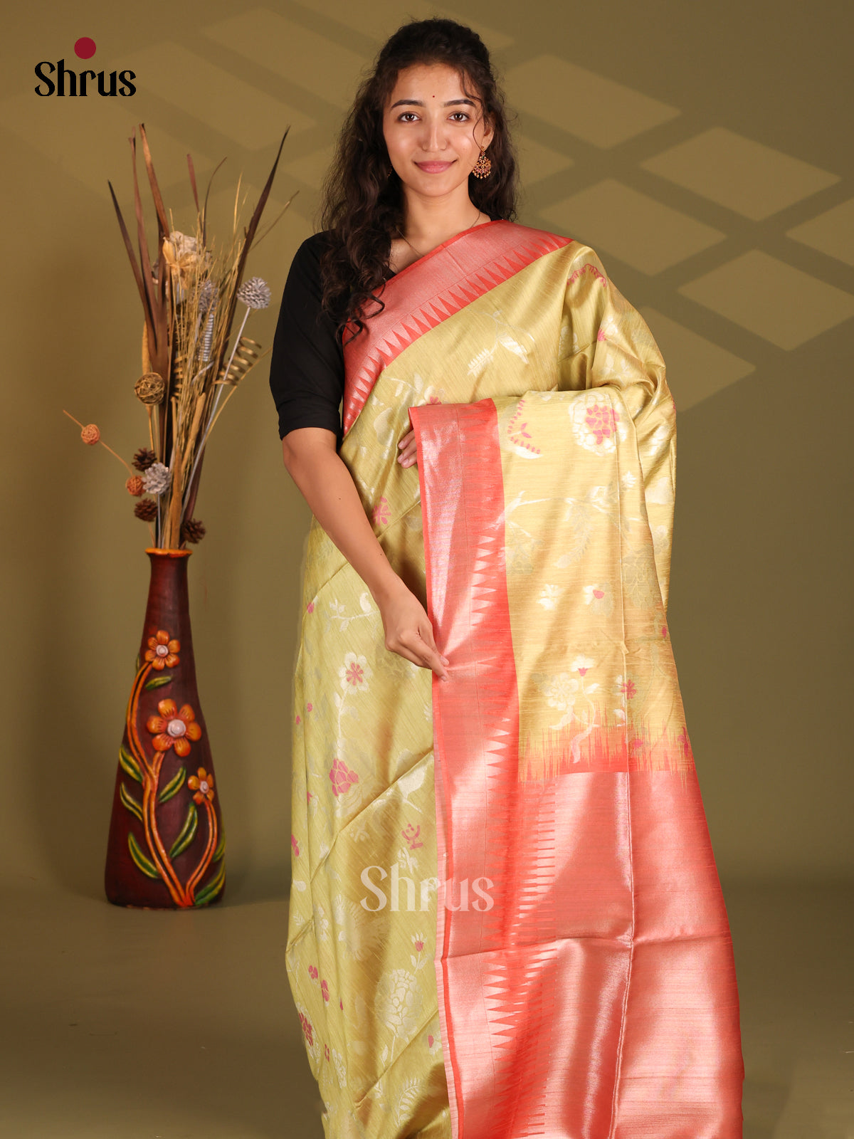 DFS03175- Semi Tussar Saree - Shop on Shrus.com