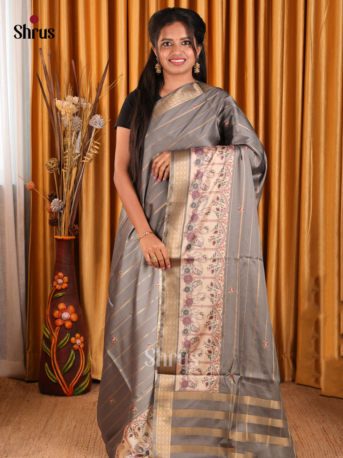 DFS03196- Semi Tussar Saree - Shop on Shrus.com